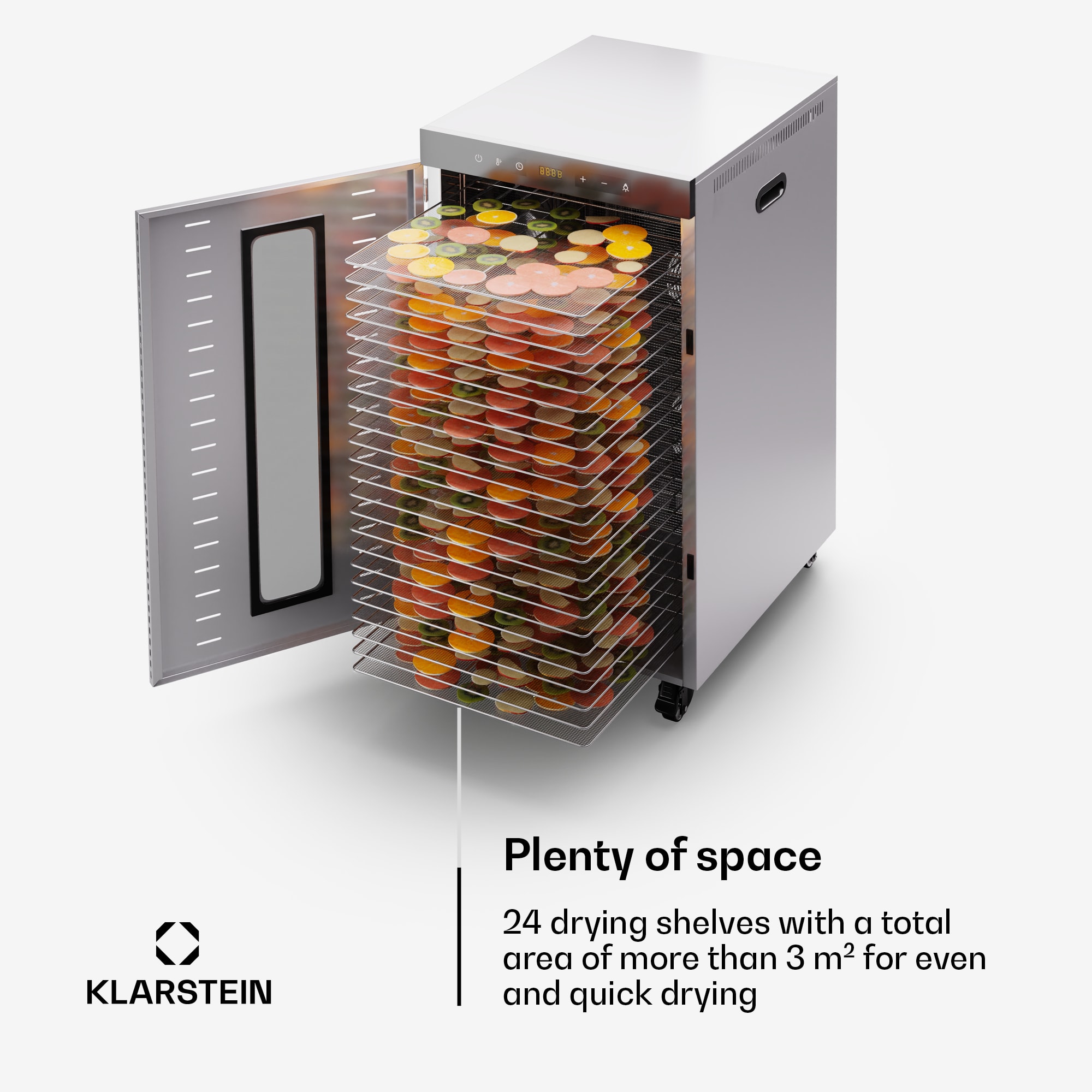 Klarstein MasterJerky 350 dehydrator with 2,000 W temperature range from 30 - 90 C with 24h timer stainless steel