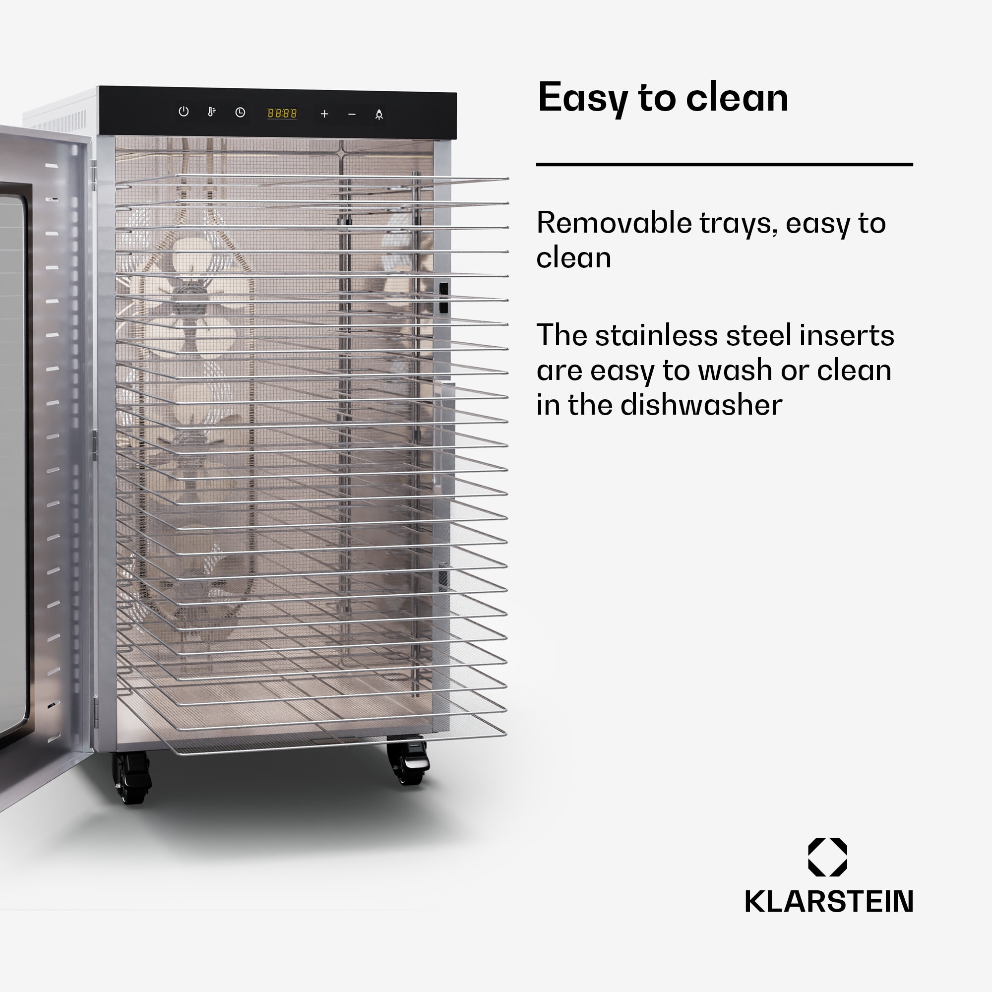Klarstein MasterJerky 350 dehydrator with 2,000 W temperature range from 30 - 90 C with 24h timer stainless steel