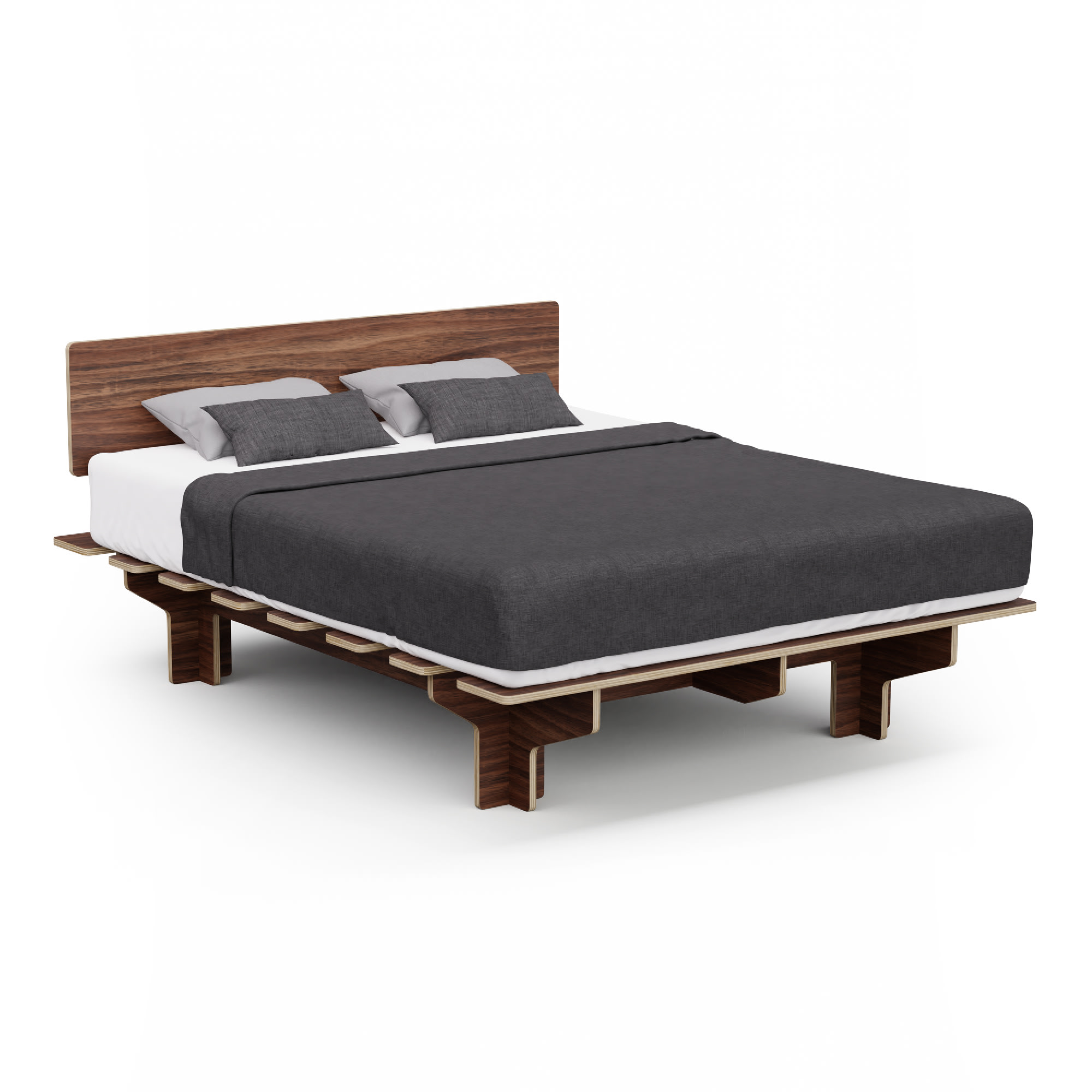 Blumfeldt Lettiera NordicAura Queen | 160 cm x 200 cm | Robusta | Montaggio senza l'ausilio di strumenti | Legno di eucalipto | Contenitore