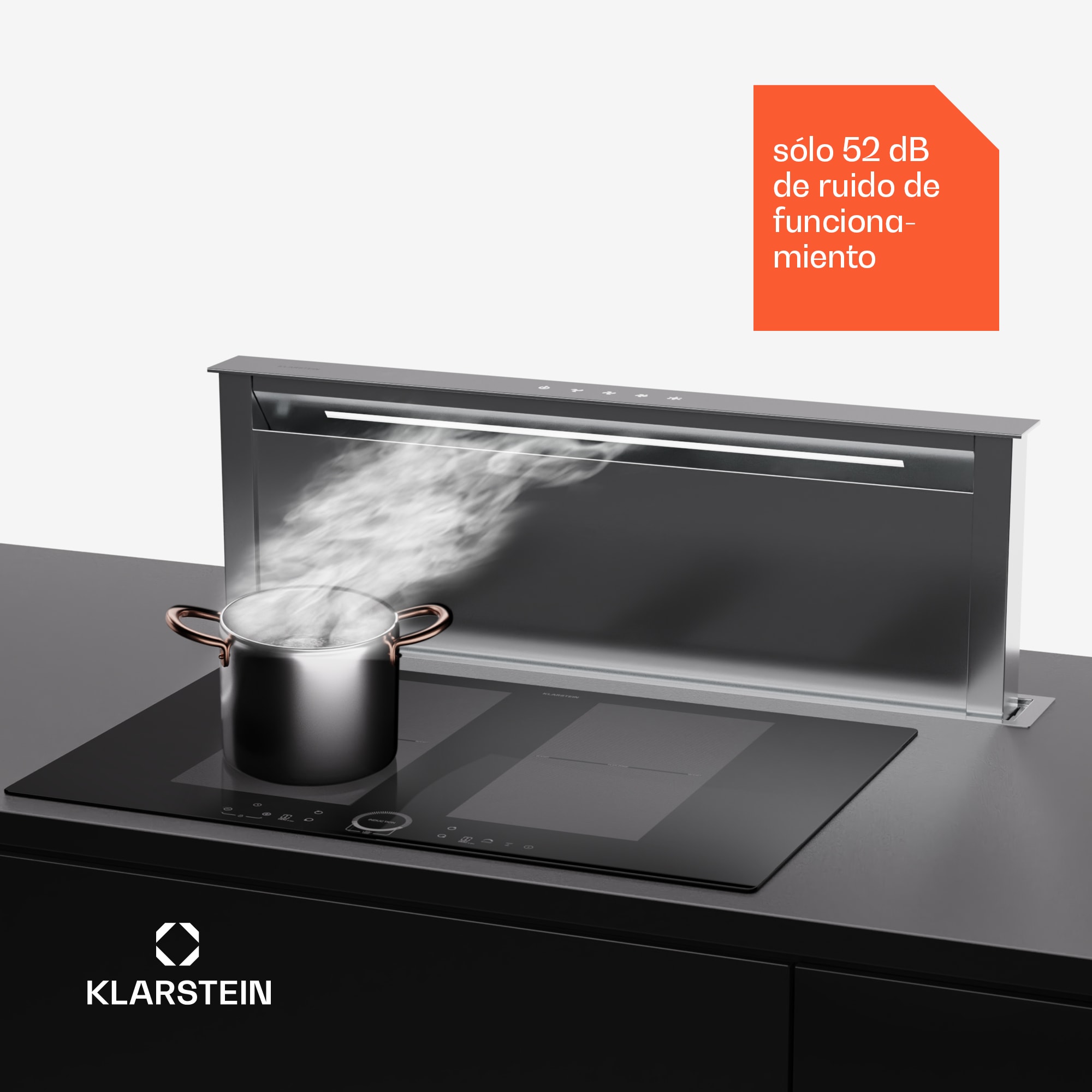 Klarstein Campana extractora Royal Flush Eco 90 90 cm 604 m³/h CEE A incl. filtros de carbón activo