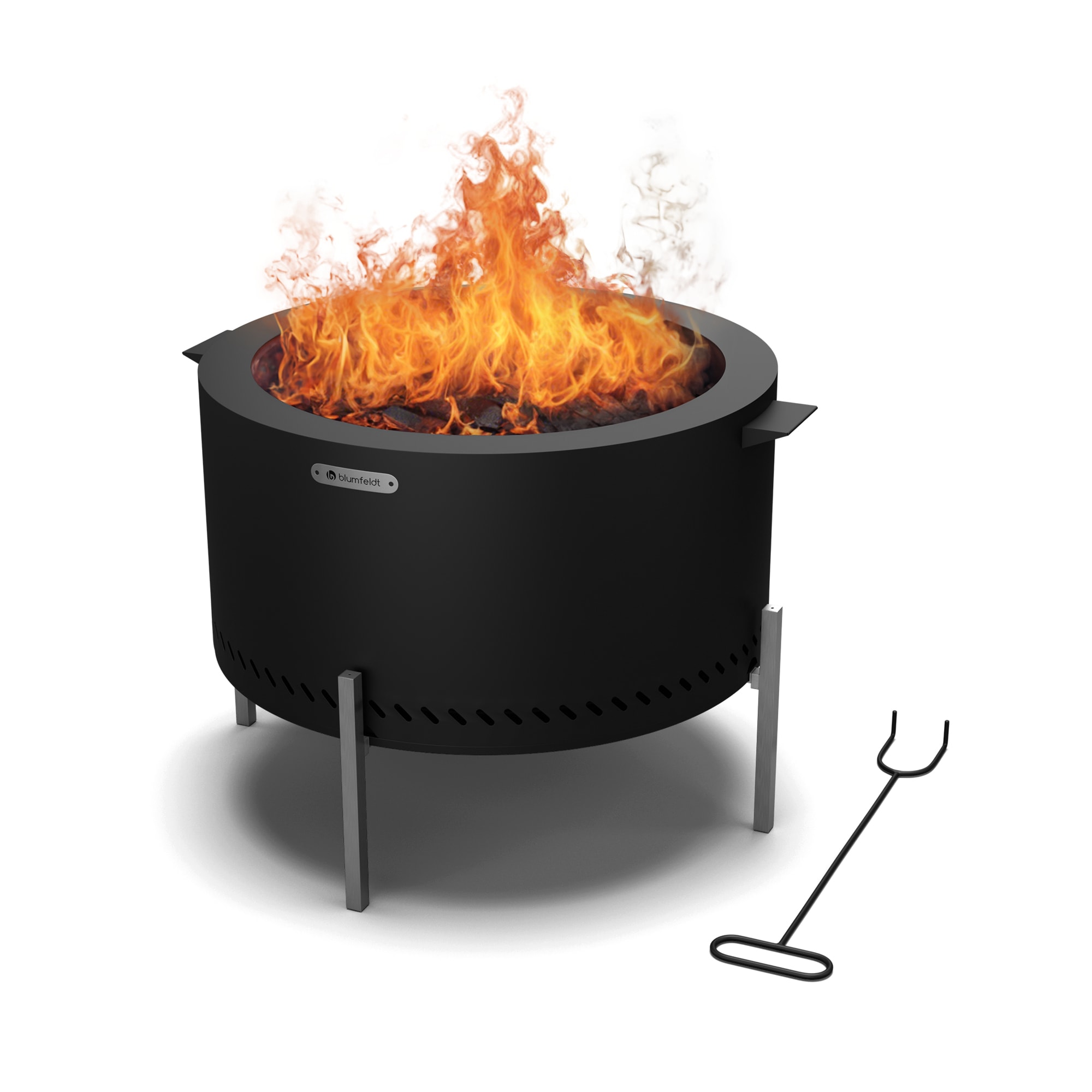 Blumfeldt Ignite Pure Feuerschale | raucharm | Grillrost | Edelstahl | tragbar | Regenhaube | Tragegriffe