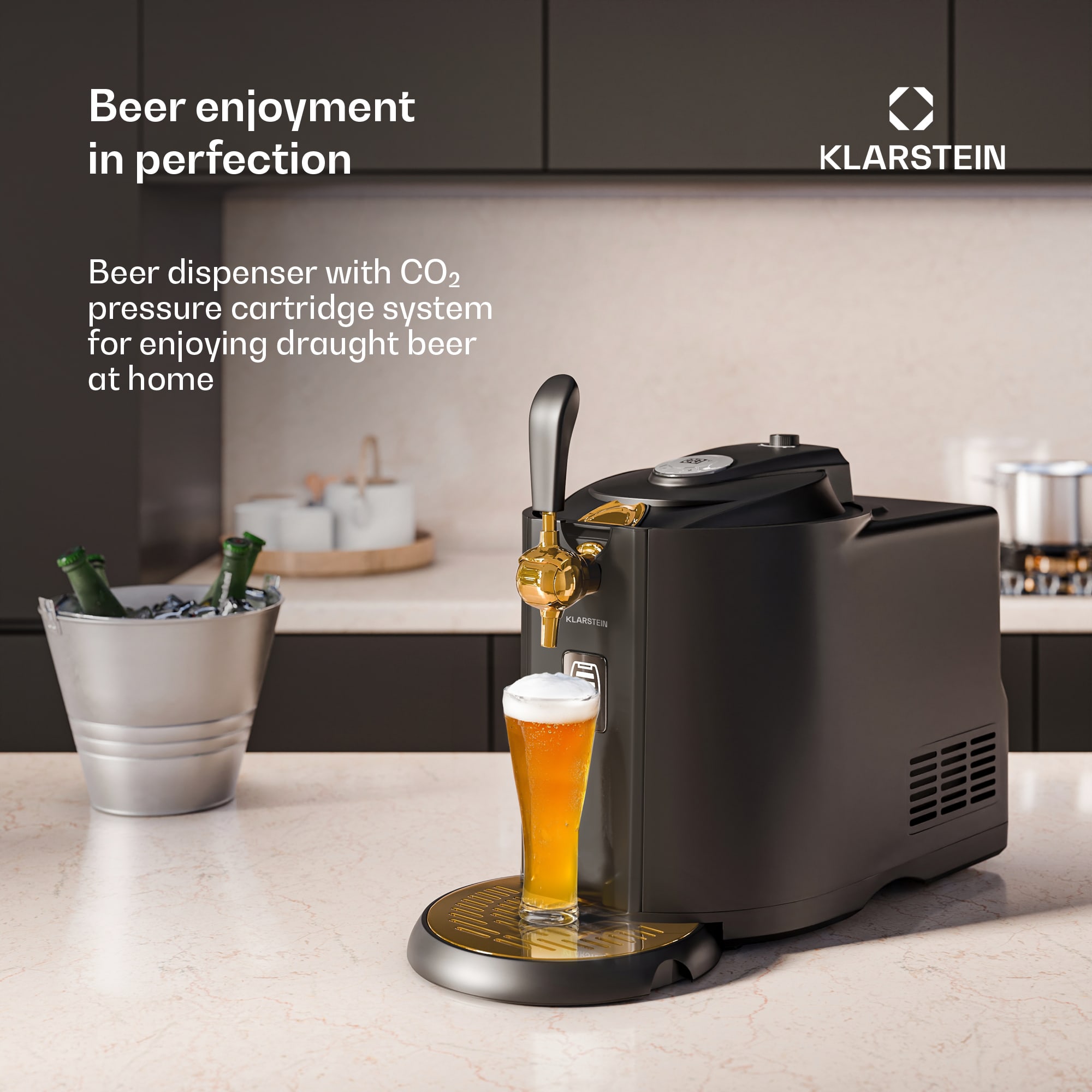 Klarstein Beerkules beer dispenser | for 5 litre kegs | cooling compressor | LED display | 6 temperature levels