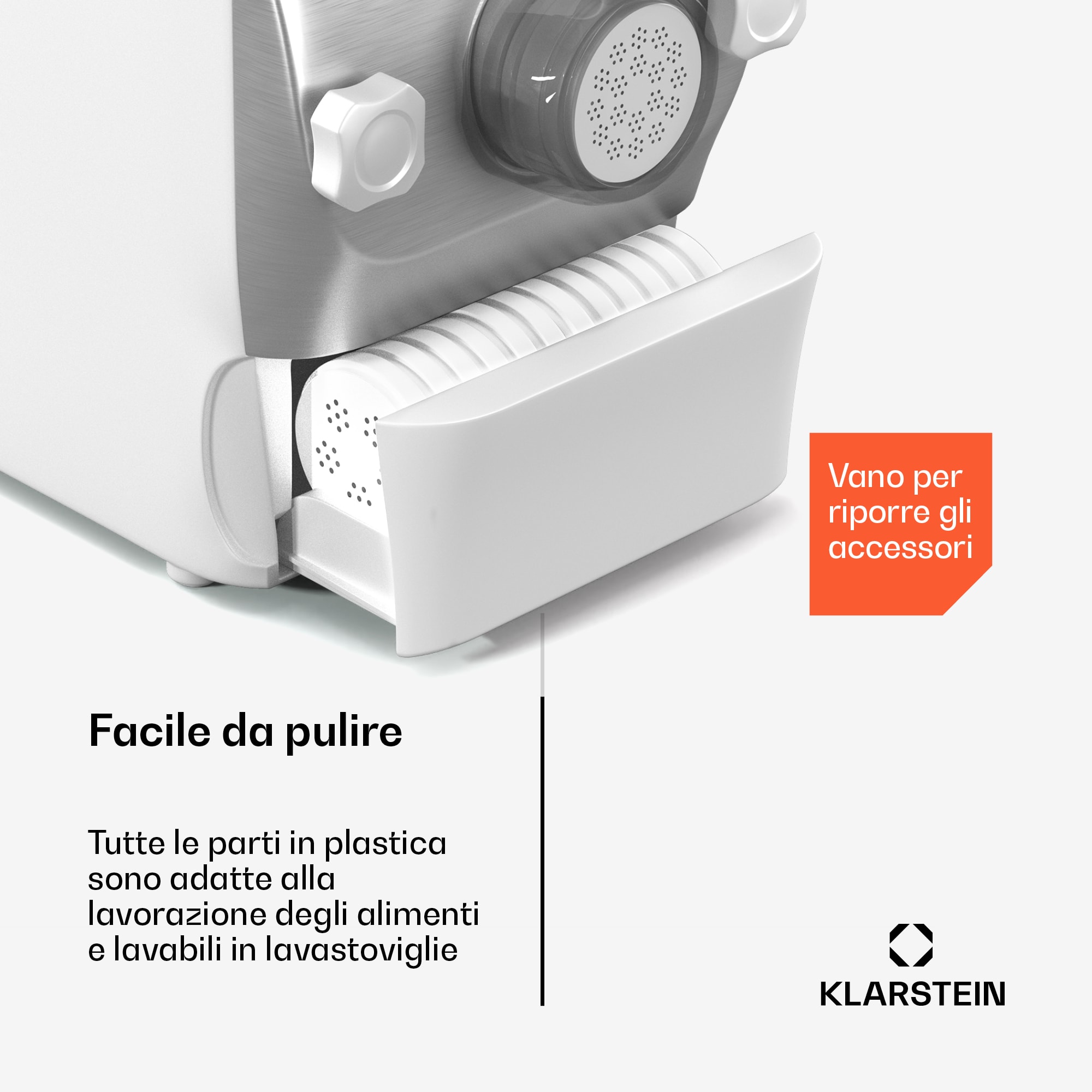 Klarstein Pastamania - Macchina per la pasta | 7 attacchi | Pasta + ravioli | 260 W | Facile da pulire
