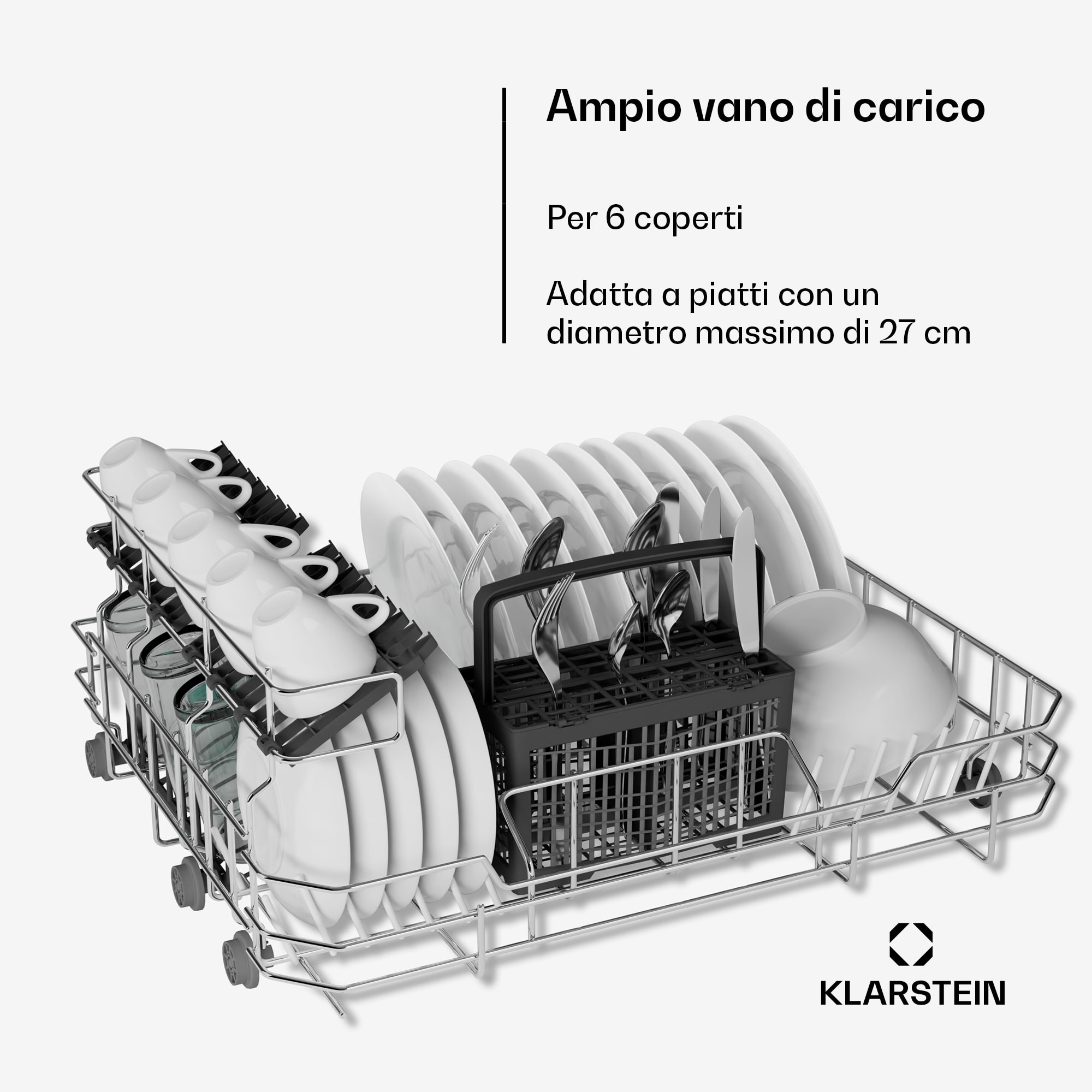 Klarstein Havasia UV 6 Secret - Lavastoviglie da incasso | Compatta | 6 coperti | Luce UV | 6 programmi