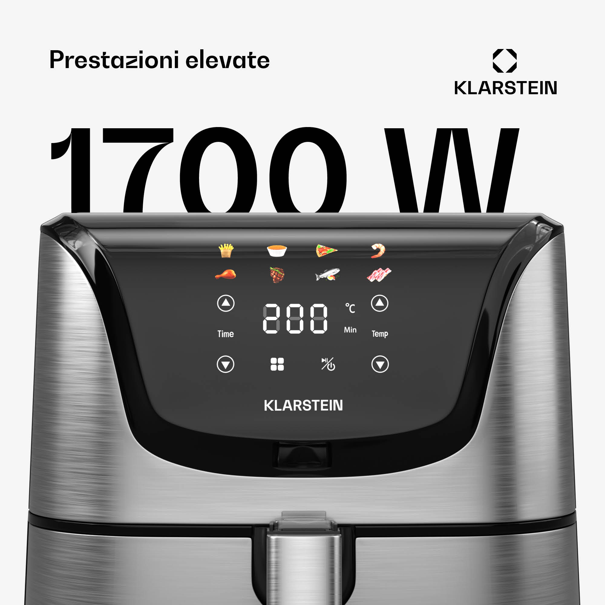 Klarstein AeroVital Deluxe Friggitrice ad aria calda | 1700 W | 8 funzioni | incl. accessori | 200C | Timer