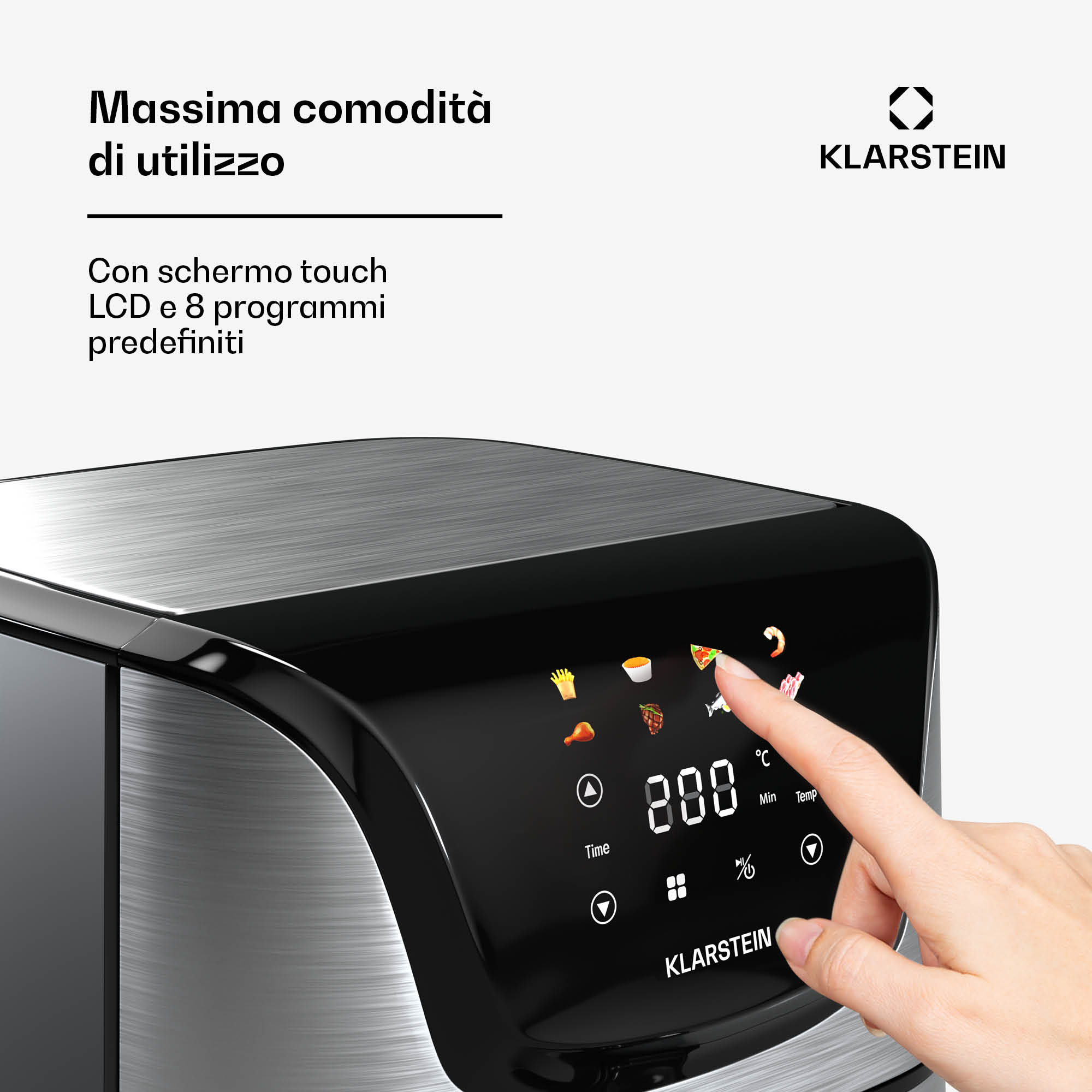 Klarstein AeroVital Deluxe Friggitrice ad aria calda | 1700 W | 8 funzioni | incl. accessori | 200C | Timer