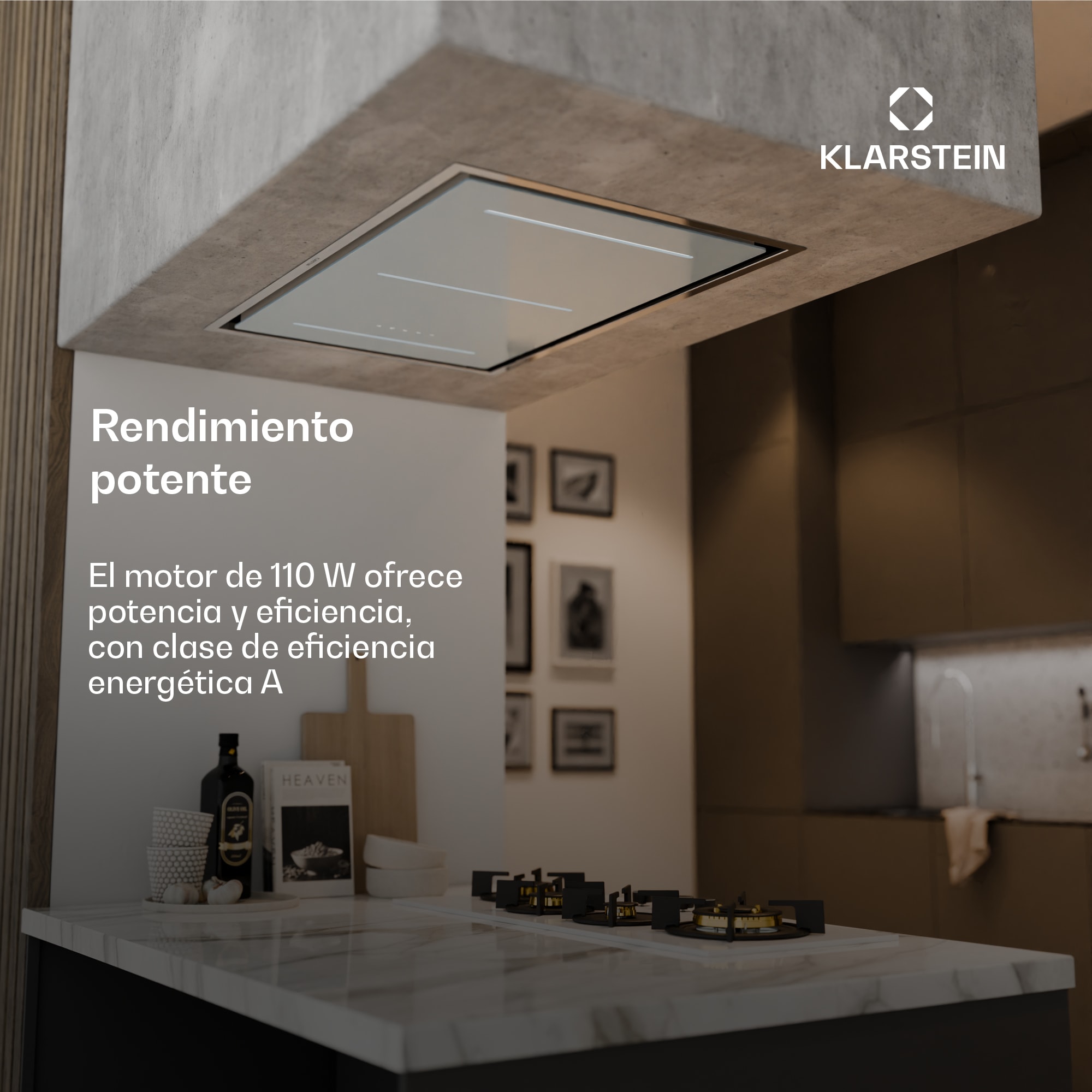 Klarstein Campana extractora LuxeAir | 90 cm | WLAN + Bluetooth | LED | 751 m³/h | extracción de aire/recirculación | CEE: A