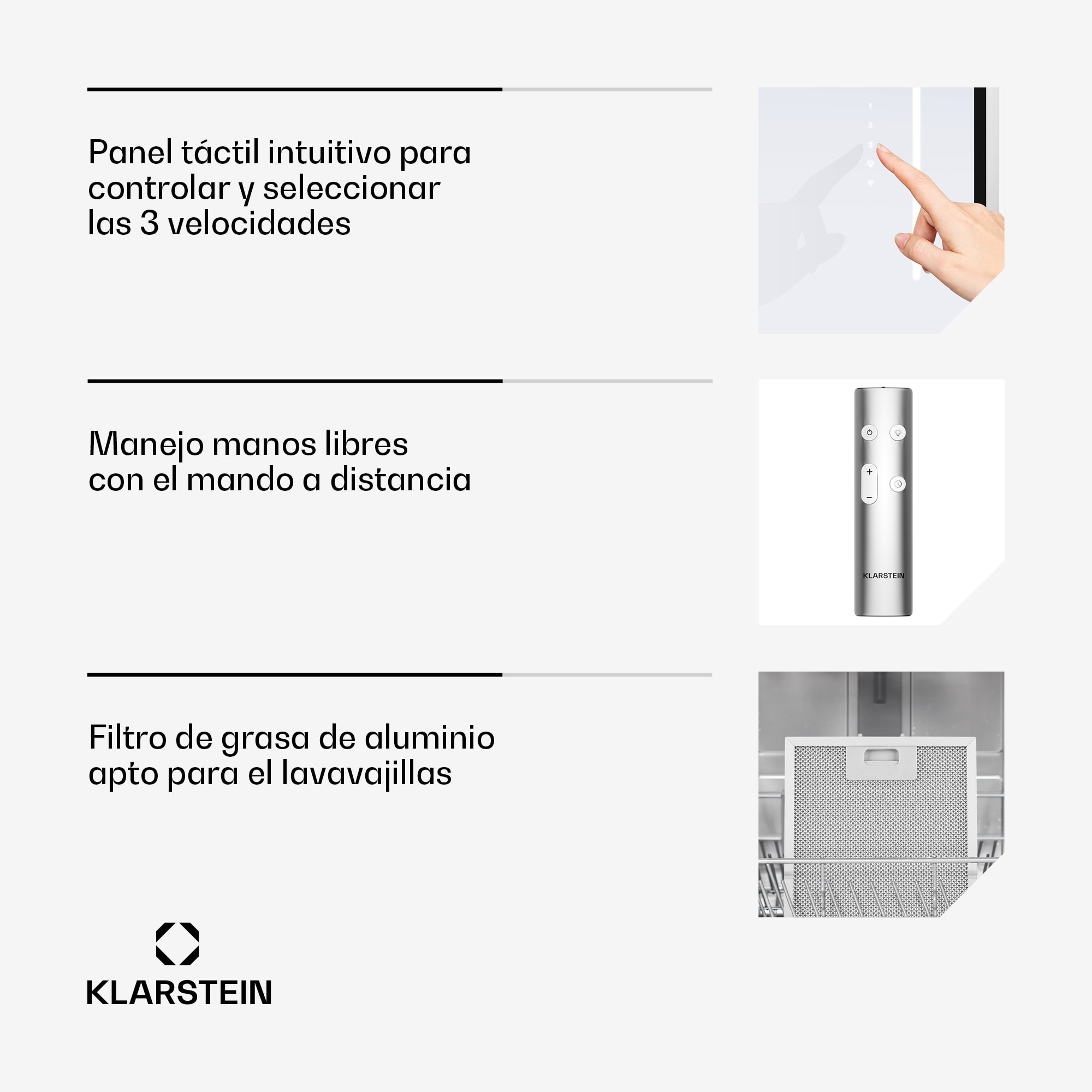 Klarstein Campana extractora LuxeAir | 90 cm | WLAN + Bluetooth | LED | 751 m³/h | extracción de aire/recirculación | CEE: A