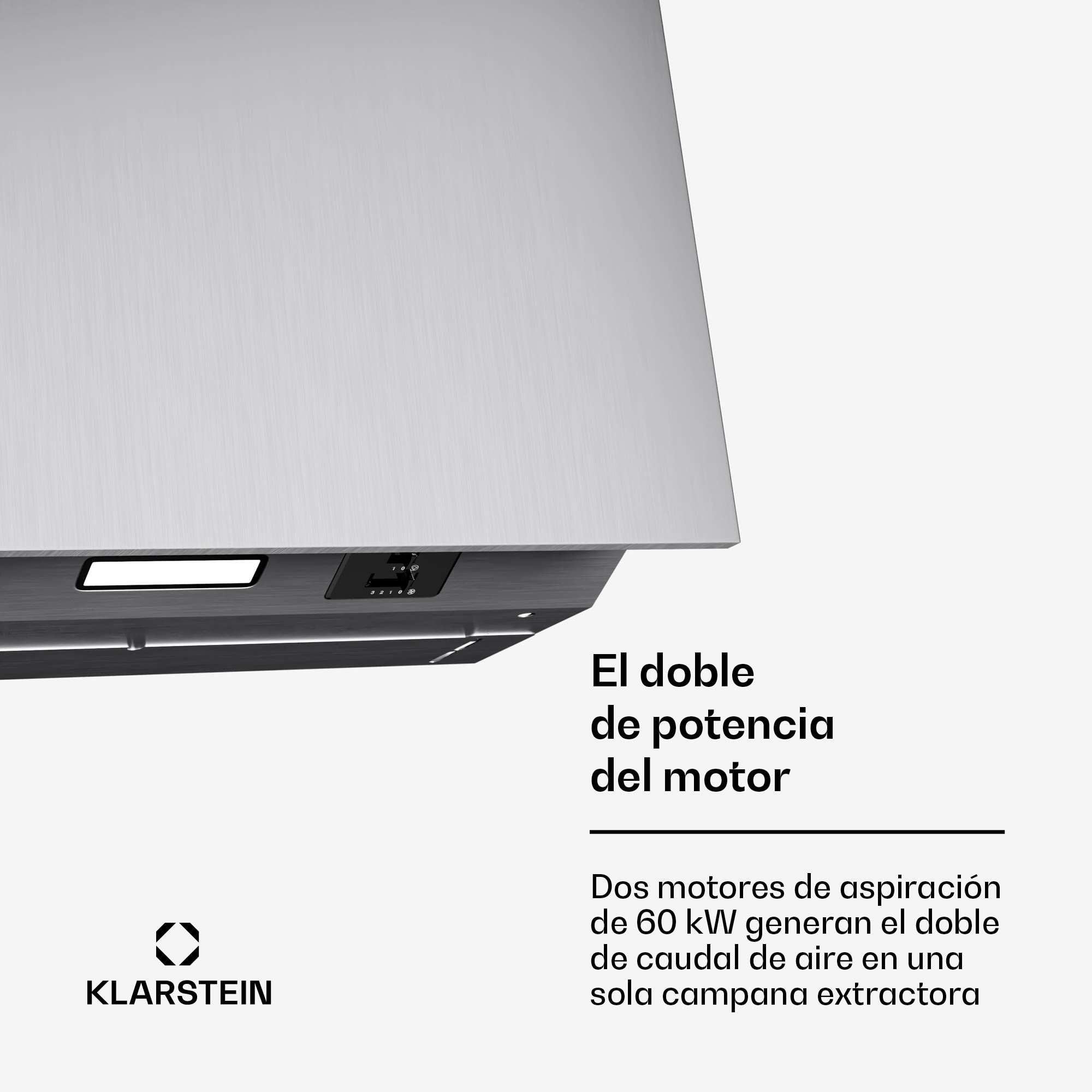 Klarstein Campana Swift Cuadrada | Campana empotrada | 402 m³/h | CEE C | extracción/recirculación | LED
