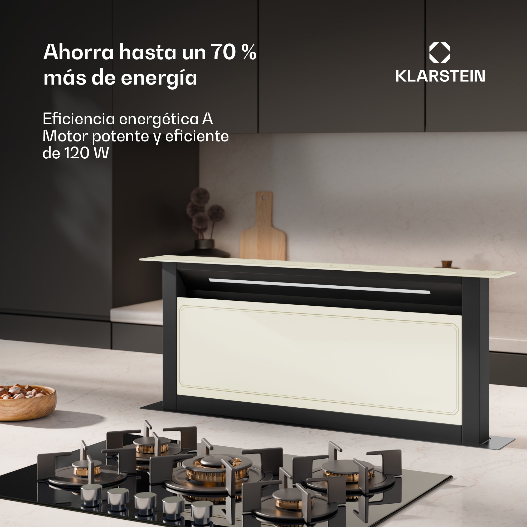 Klarstein Campana extractora Victoria | 90 cm | A++ | 3 niveles | hasta 713,8 m³/h | 120 W