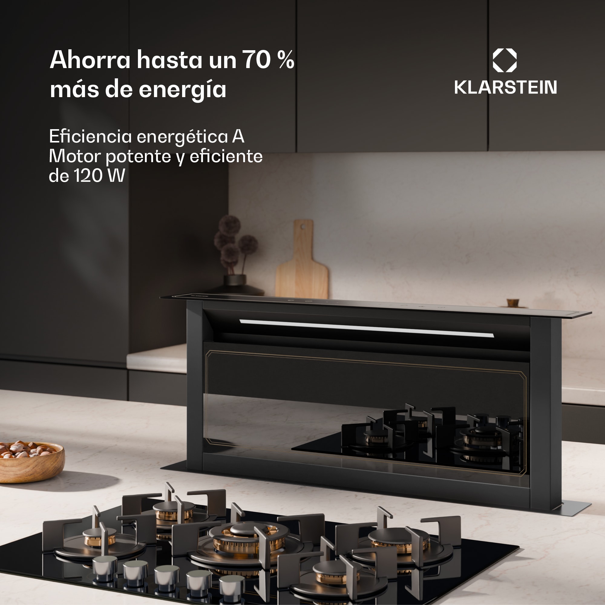 Klarstein Campana extractora Victoria | 90 cm | A++ | 3 niveles | hasta 713,8 m³/h | 120 W