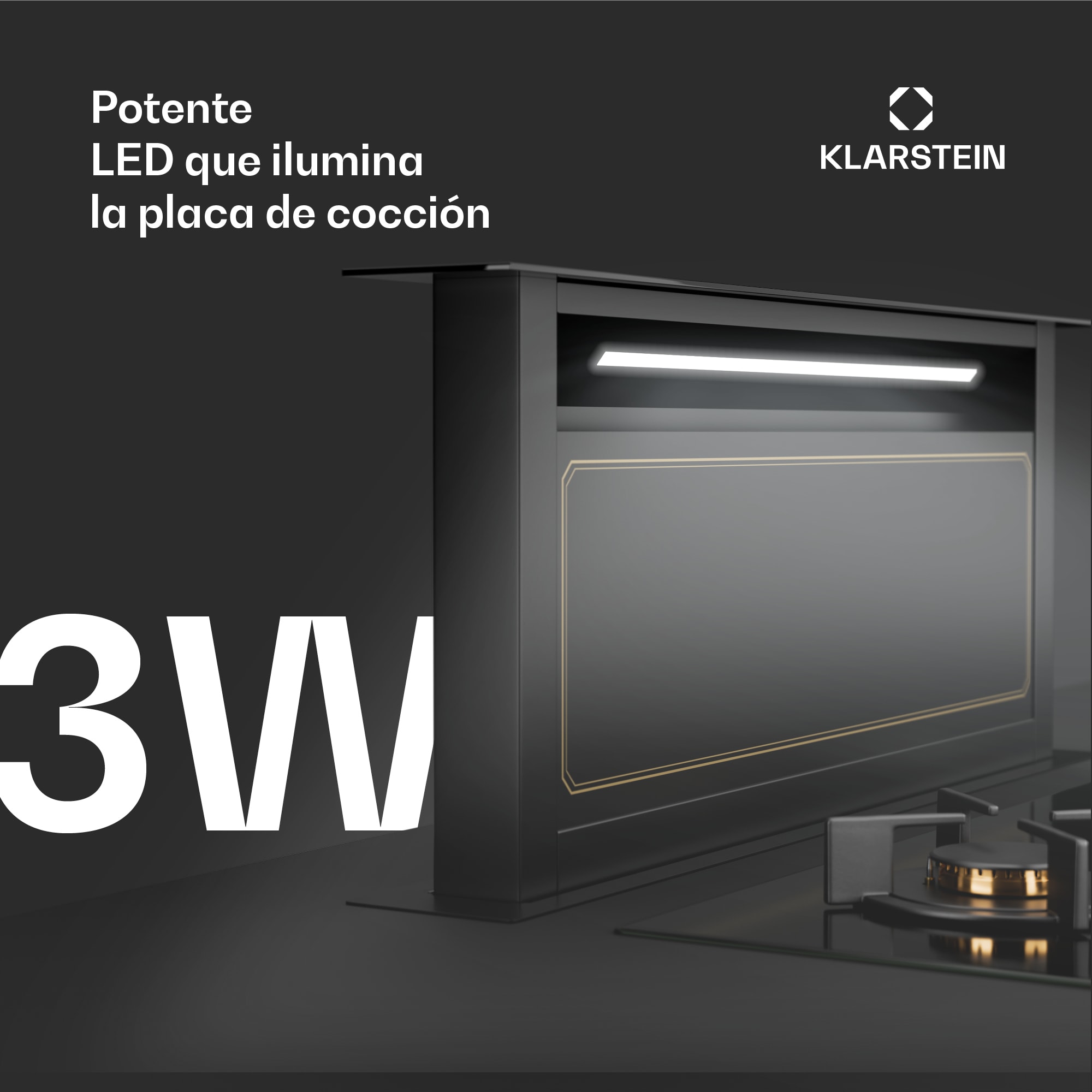 Klarstein Campana extractora Victoria | 90 cm | A++ | 3 niveles | hasta 713,8 m³/h | 120 W