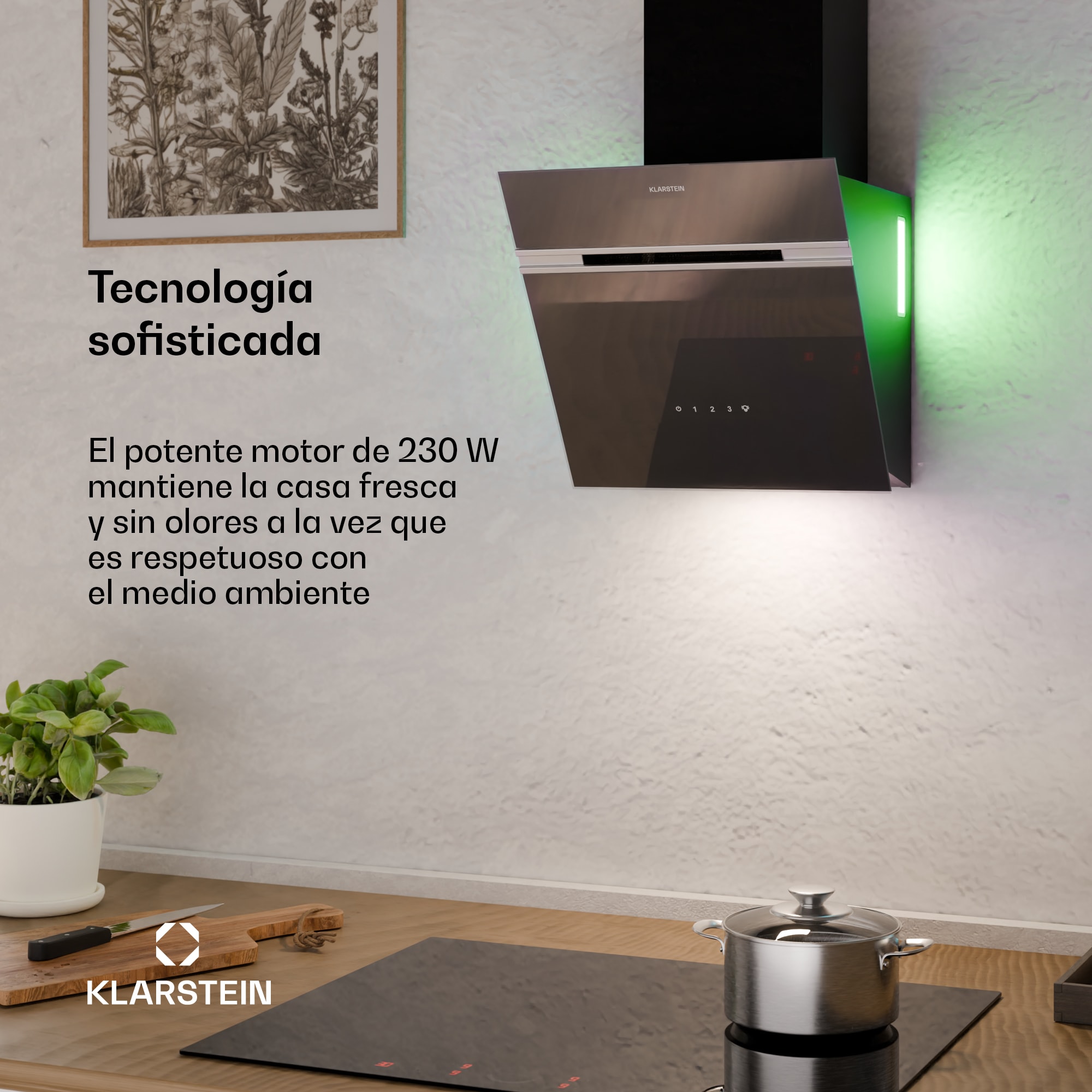 Klarstein Campana extractora Alina | 40 cm | 570 m³/h | Silenciosa | EEC A