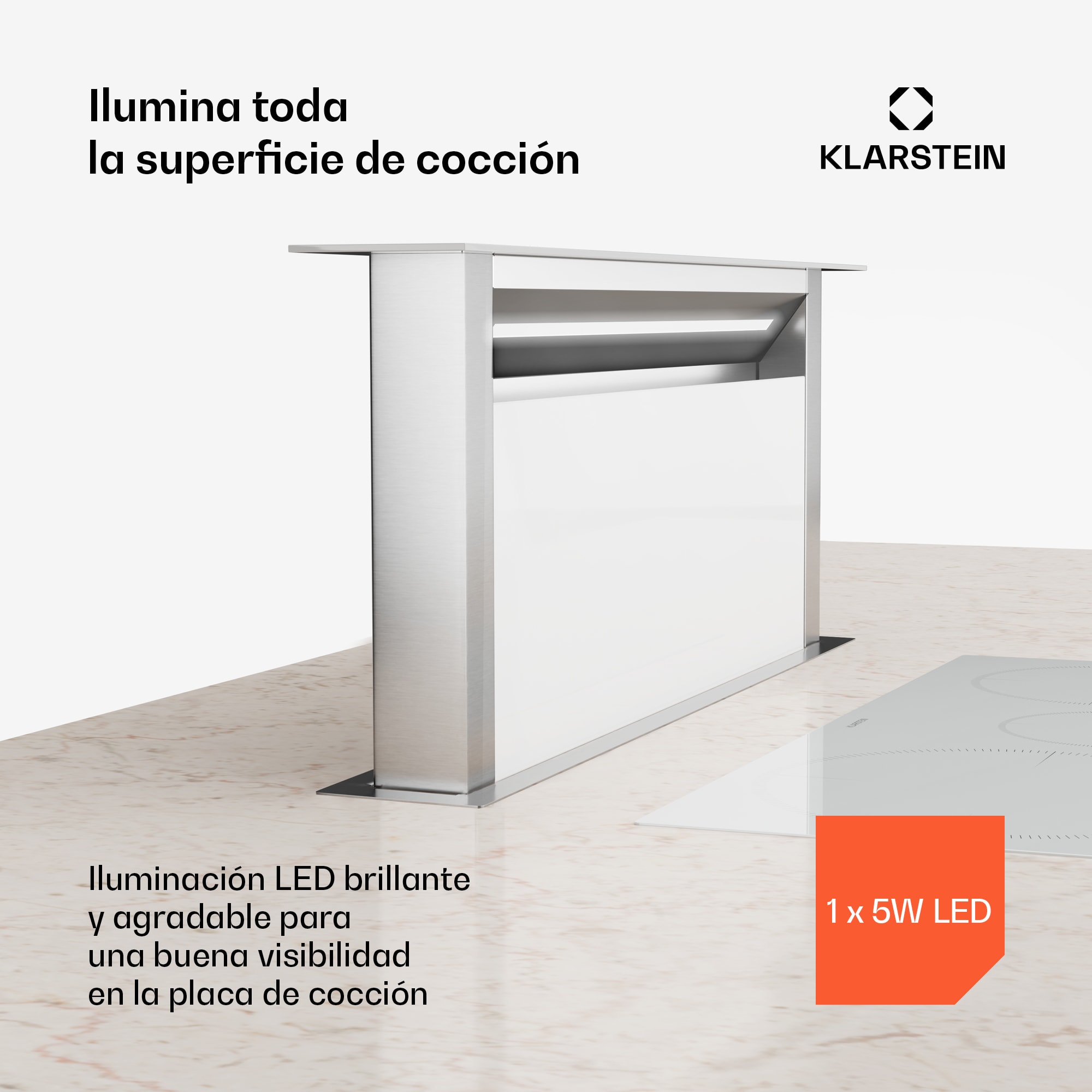 Klarstein Campana extractora Royal Flush Eco | Retráctil | 713,8 m³/h | Boost | Funcionamiento táctil | CEE A++