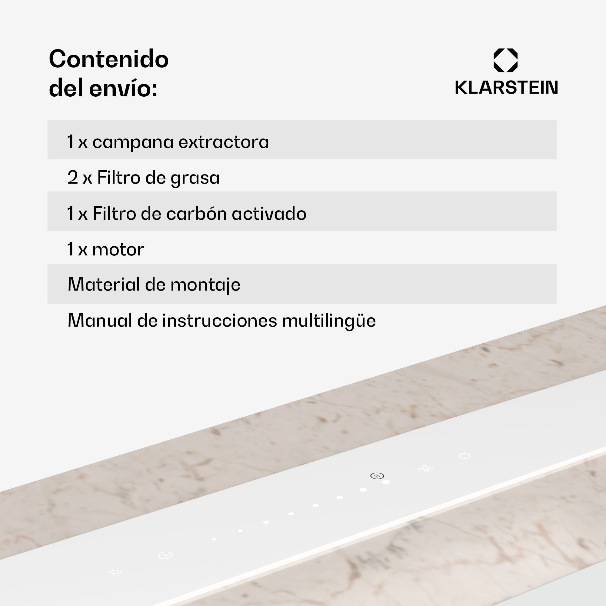 Klarstein Campana extractora Royal Flush Eco | Retráctil | 713,8 m³/h | Boost | Funcionamiento táctil | CEE A++