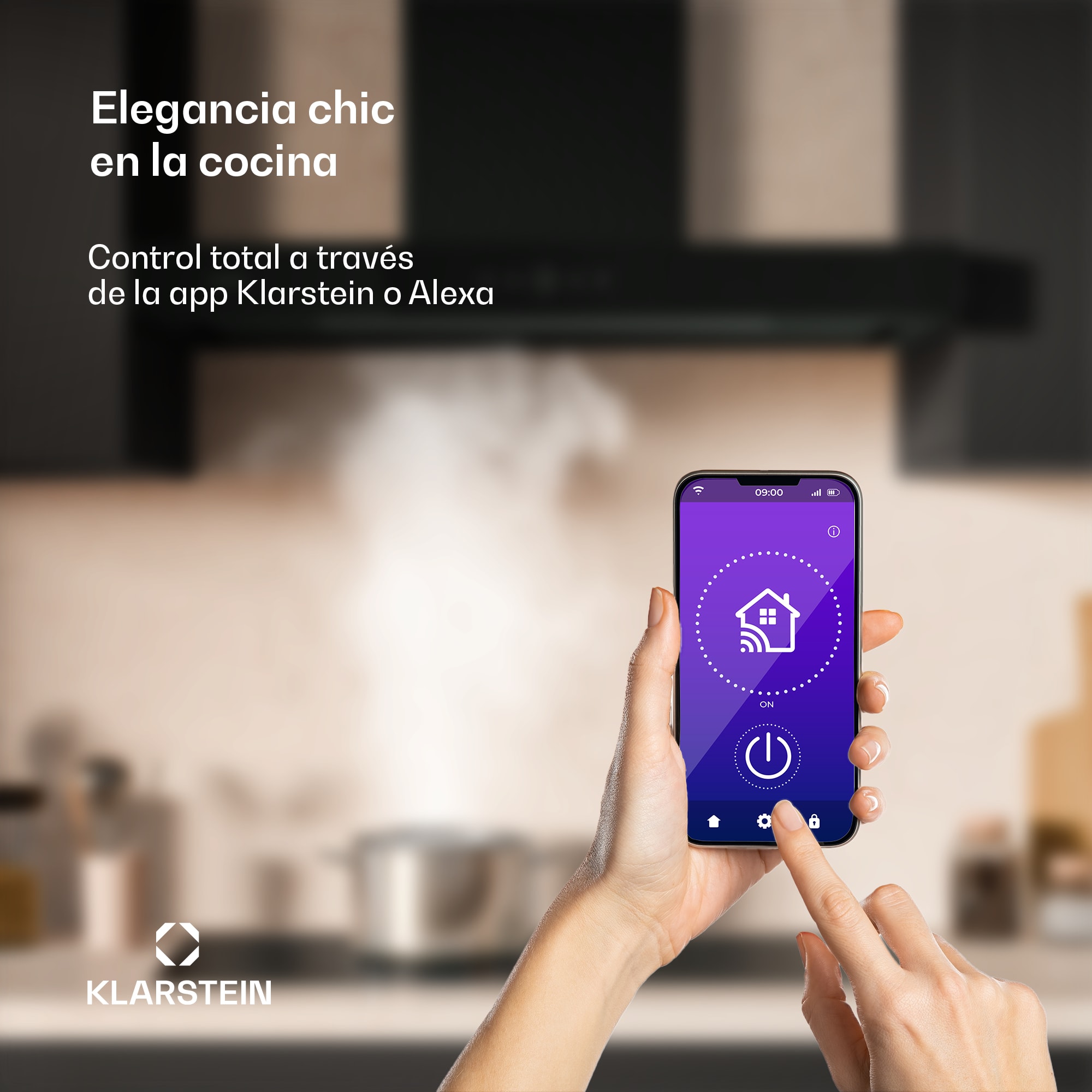 Klarstein SmartEdge Campana extractora | Wifi | Silenciosa | Potente | Led | 550 m³/h | CEE A+