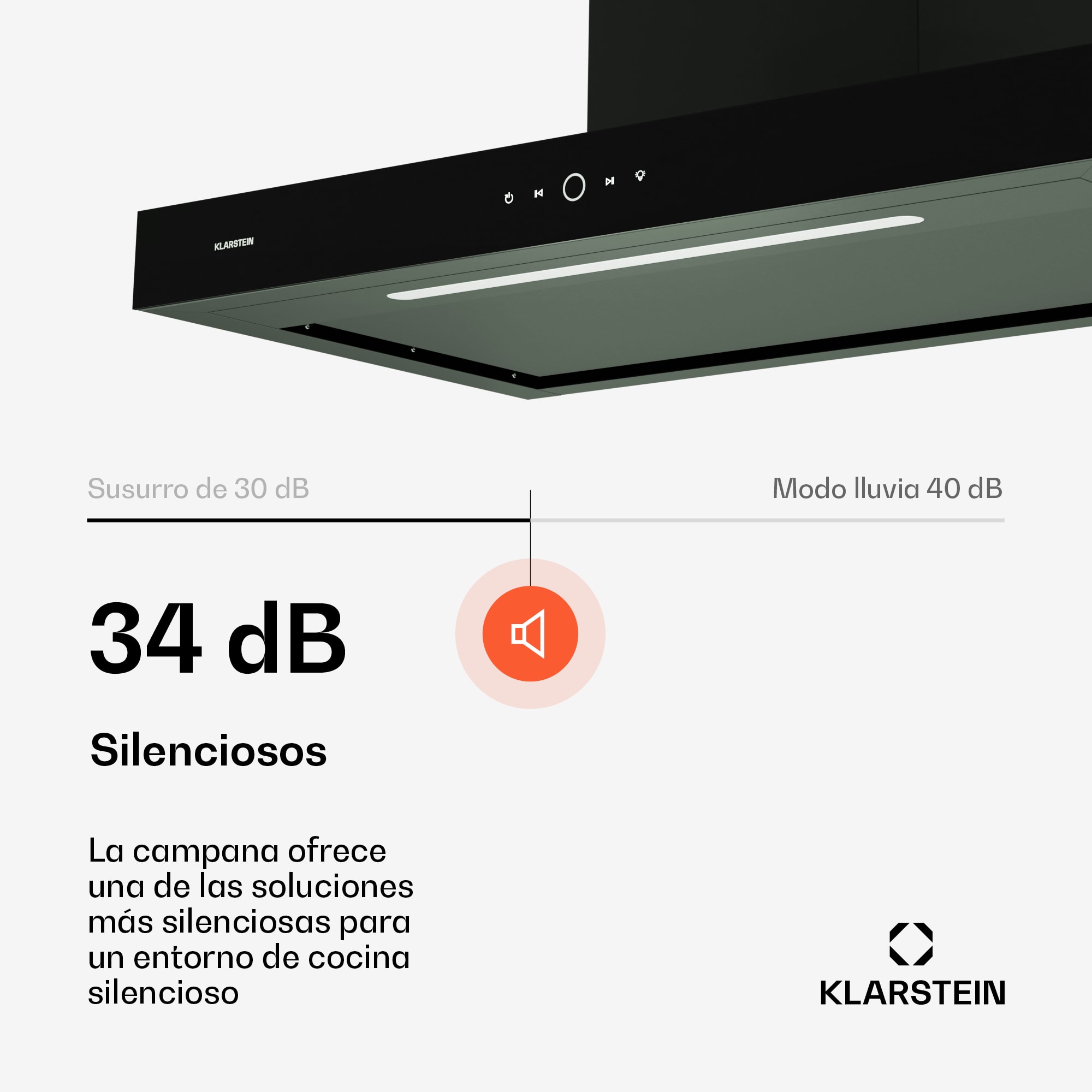 Klarstein SmartEdge Campana extractora | Wifi | Silenciosa | Potente | Led | 550 m³/h | CEE A+