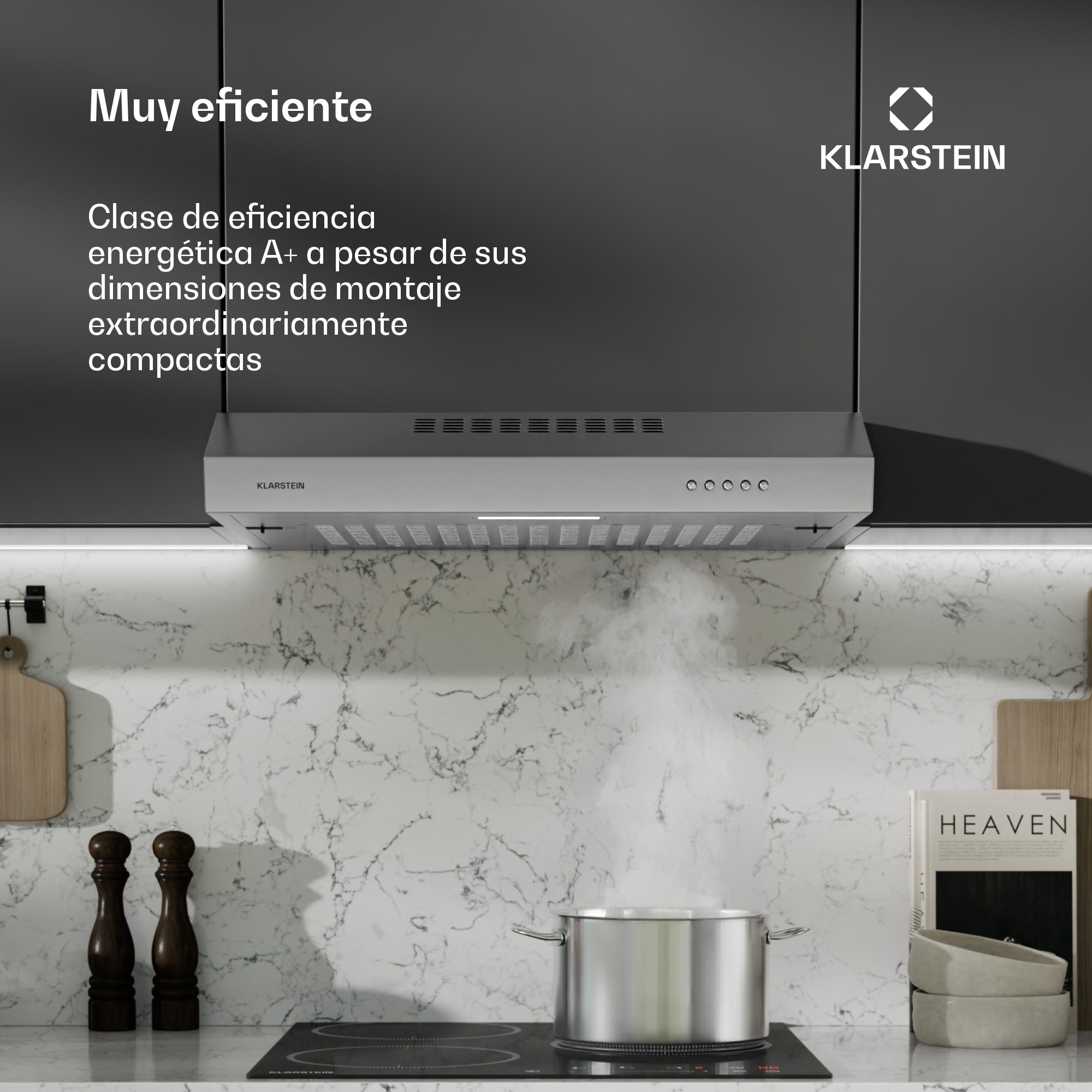 Klarstein Campana extractora SlimVent 60 Silver para una cocina con aire fresco