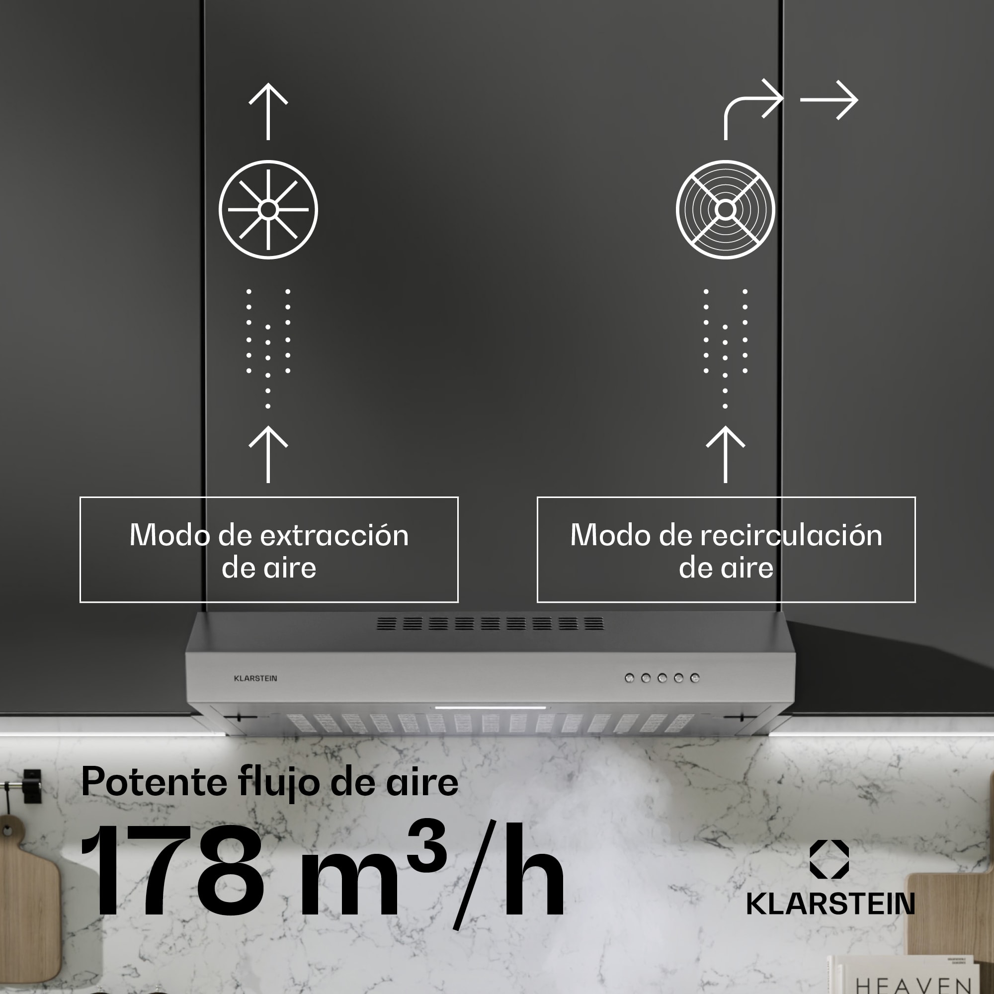 Klarstein Campana extractora SlimVent 60 Silver para una cocina con aire fresco