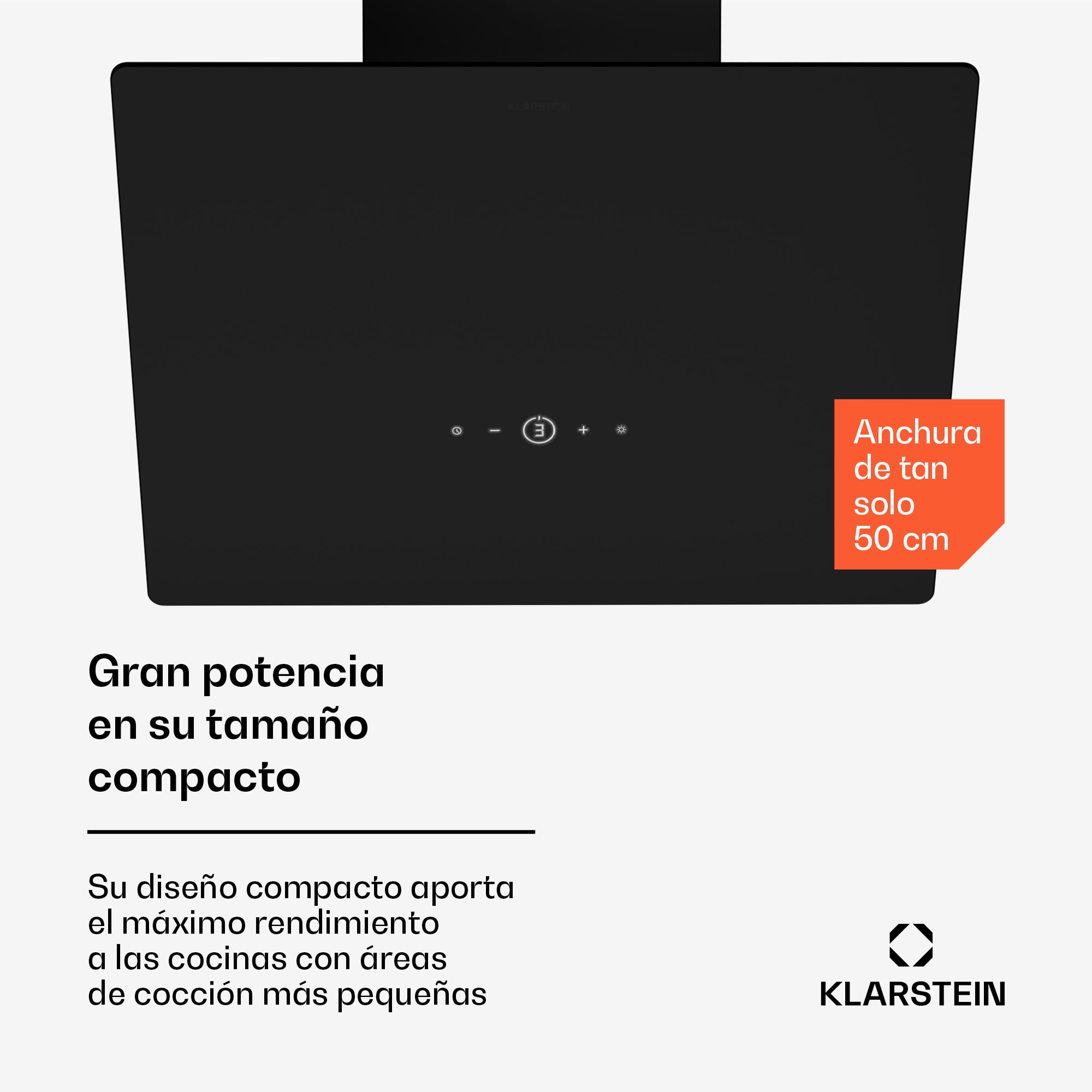 Klarstein Campana extractora MaxAir | Compacta y potente | Eficiencia energética A++ | Doble ventilación