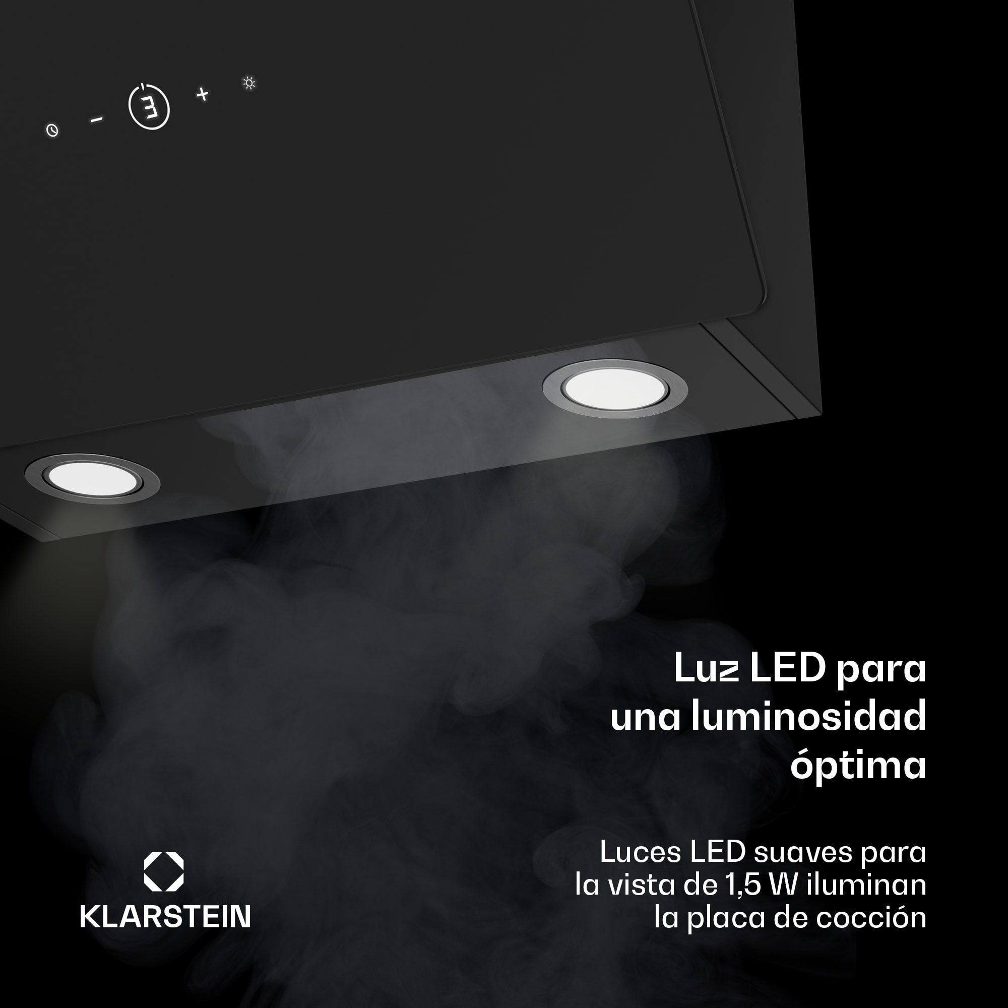 Klarstein Campana extractora MaxAir | Compacta y potente | Eficiencia energética A++ | Doble ventilación