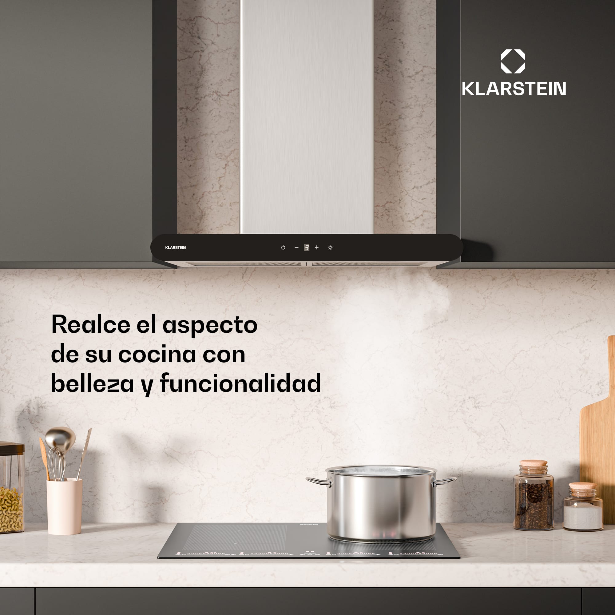 Klarstein CurveVent Campana extractora | 700 m³/h | Táctil | Led | 110 W | CEE A+