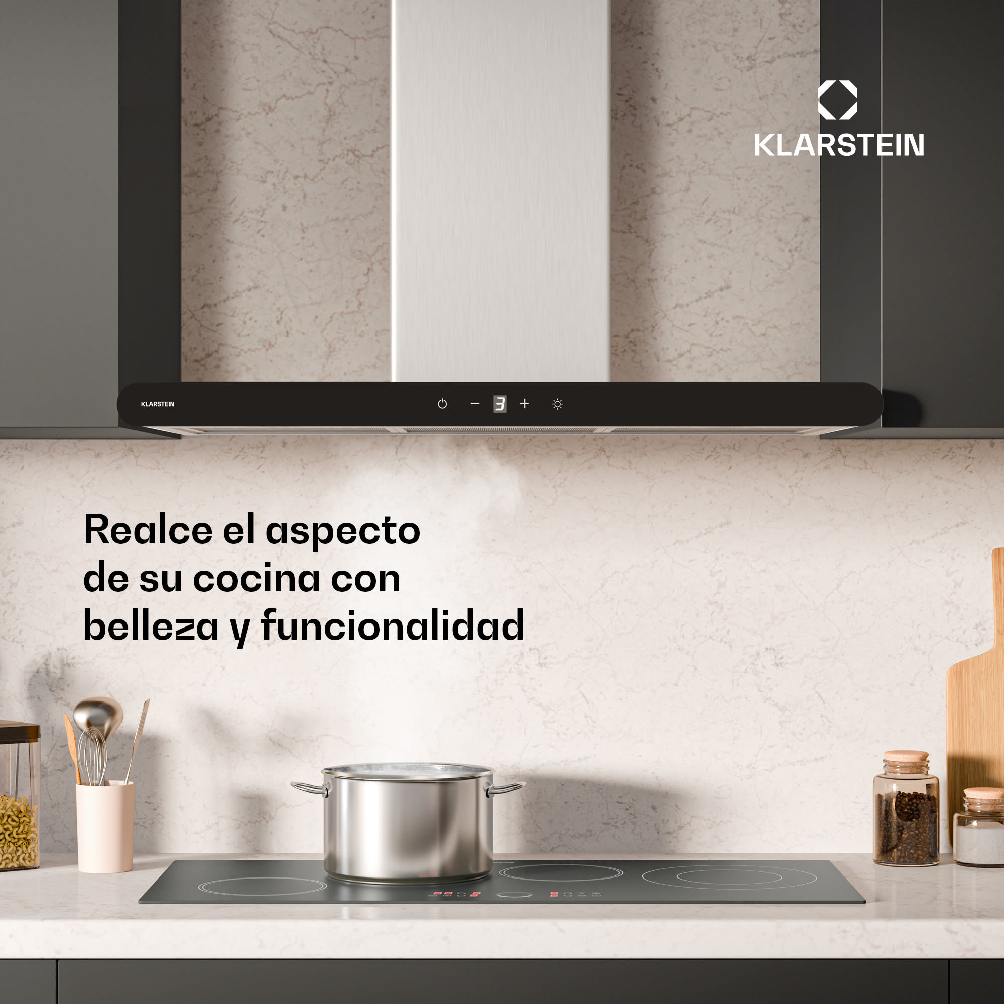 Klarstein CurveVent Campana extractora | 700 m³/h | Táctil | Led | 110 W | CEE A+