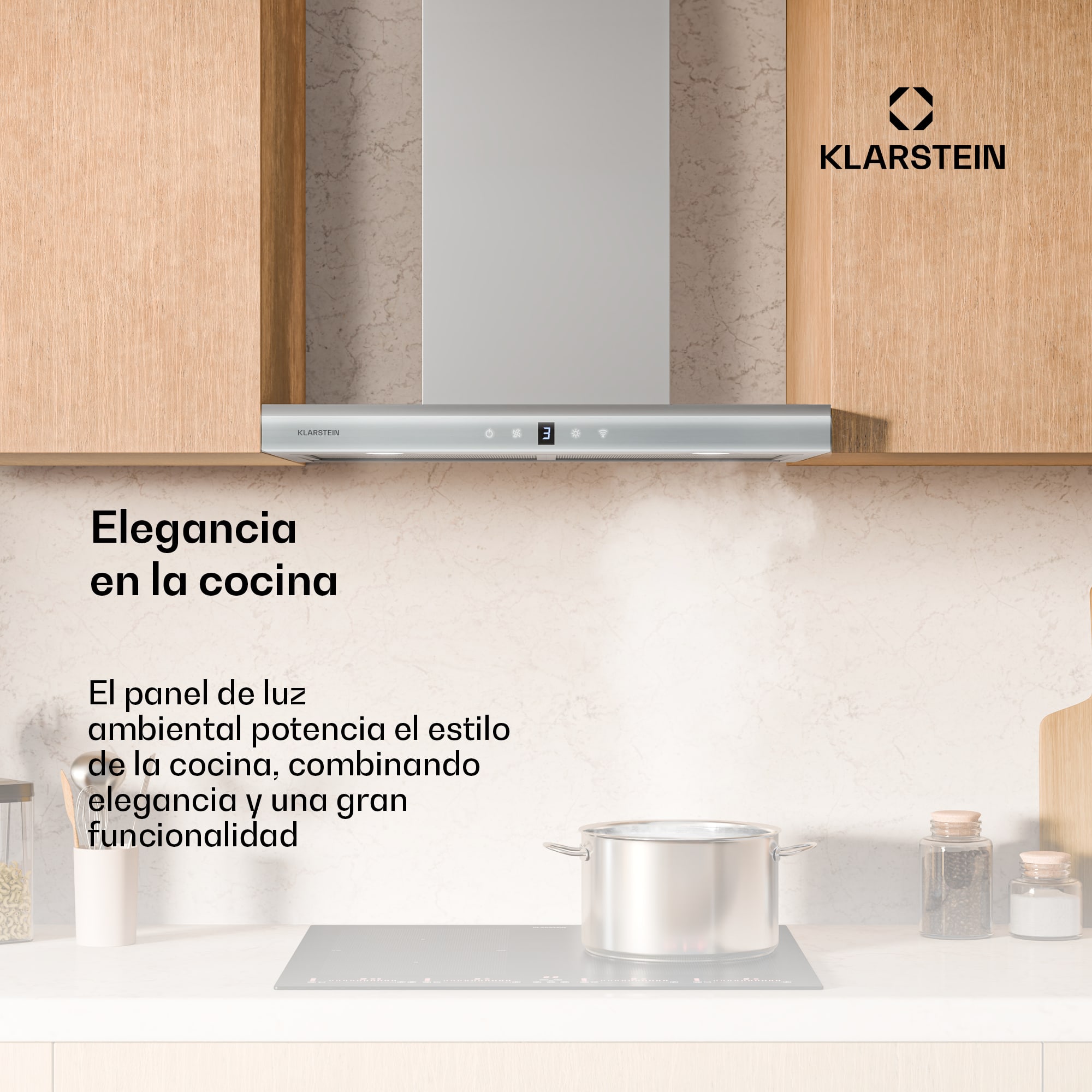 Klarstein Auriana Campana extractora | Luz ambiente | 700 m³/h | Wifi | Táctil | Led