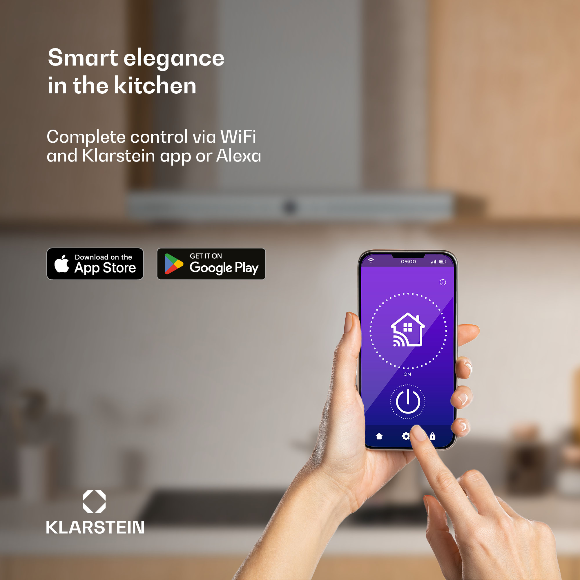 Klarstein Auriana extractor bonnet | Ambient Light | 700 m³/h | WiFi | Touch | LED