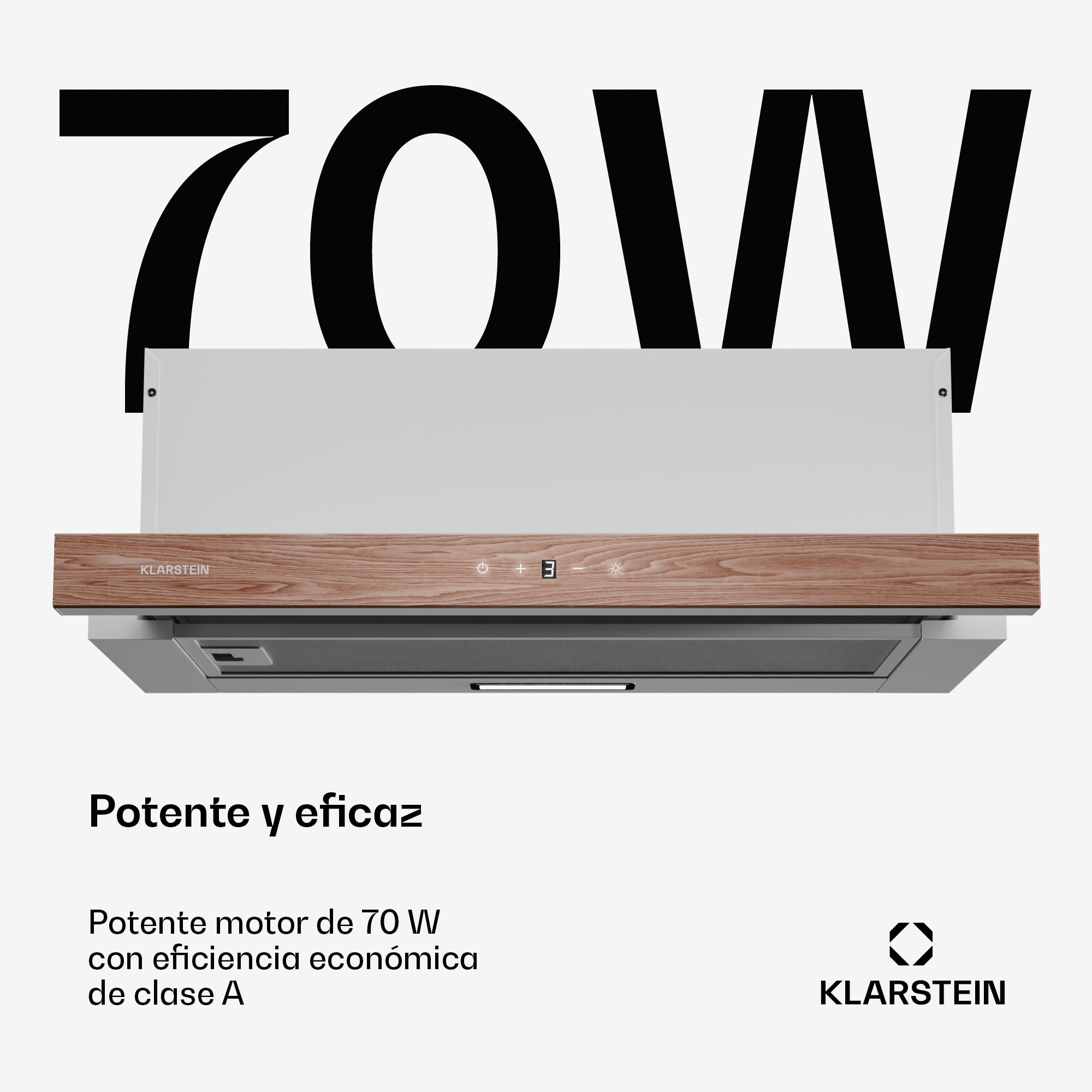 Klarstein Campana extractora ZenFusion | 400 m³/h de flujo de aire | EEK A | extracción de aire/recirculación | 3 niveles | silenciosa