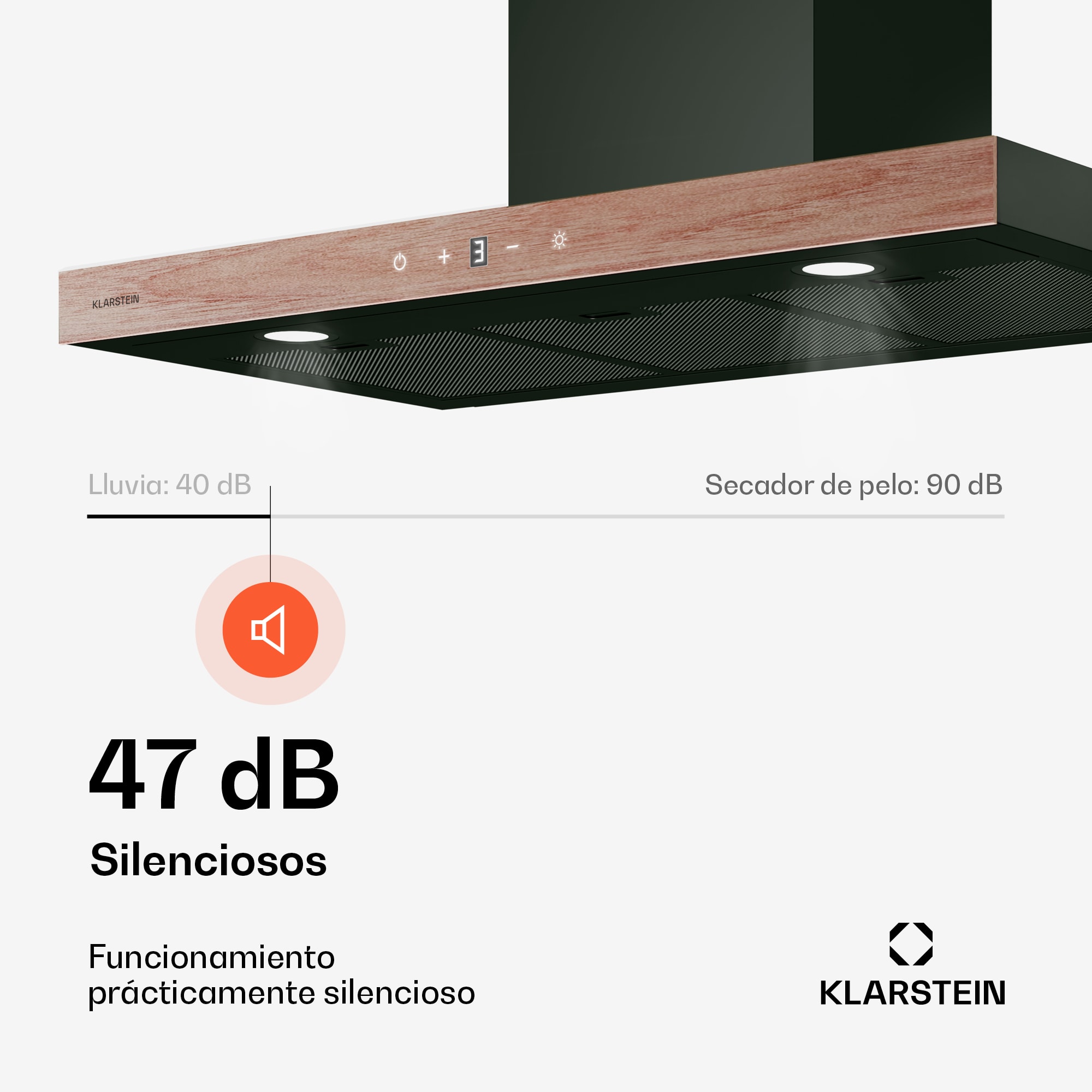 Klarstein ZenFusion T Campana extractora | 881,6 m³/h | A++ | 210 W CC | 47 dB | Extracción/recirculación de aire