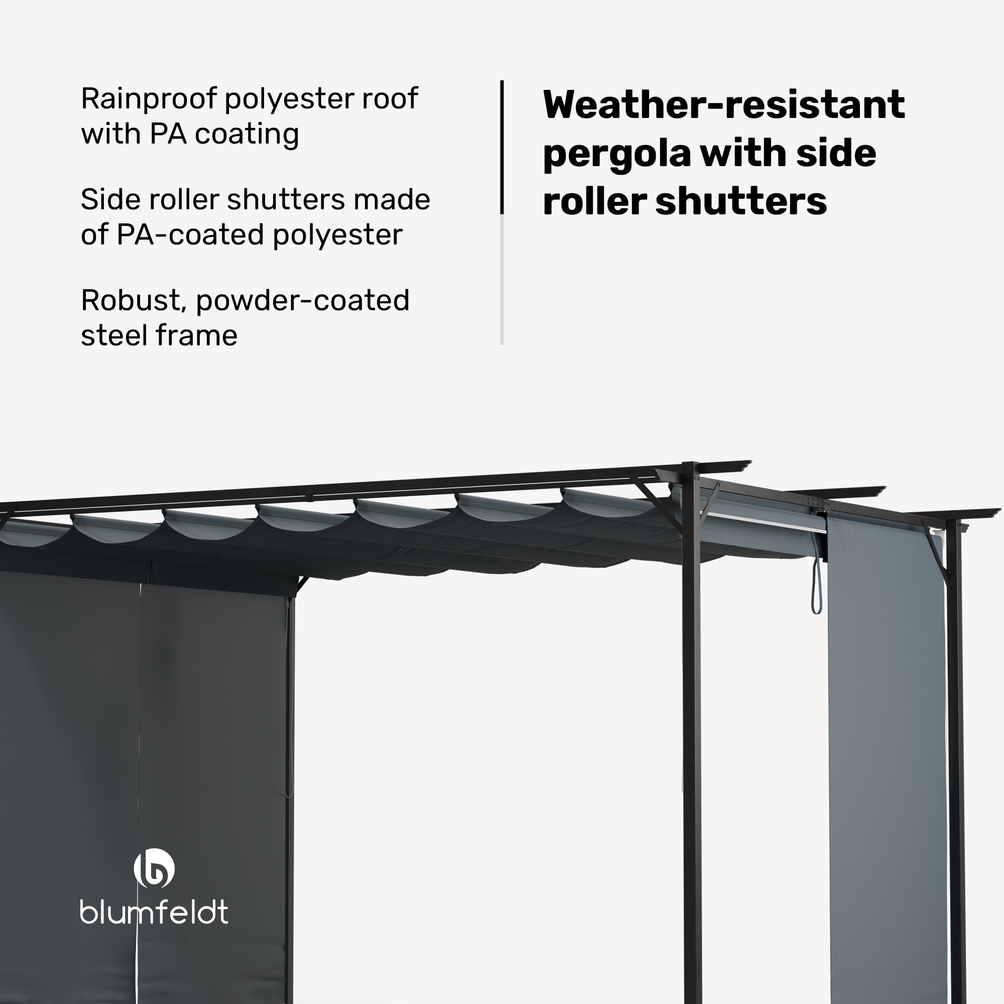 Blumfeldt Pantheon Robust pergola 3x4m weatherproof steel powder-coated side shutters