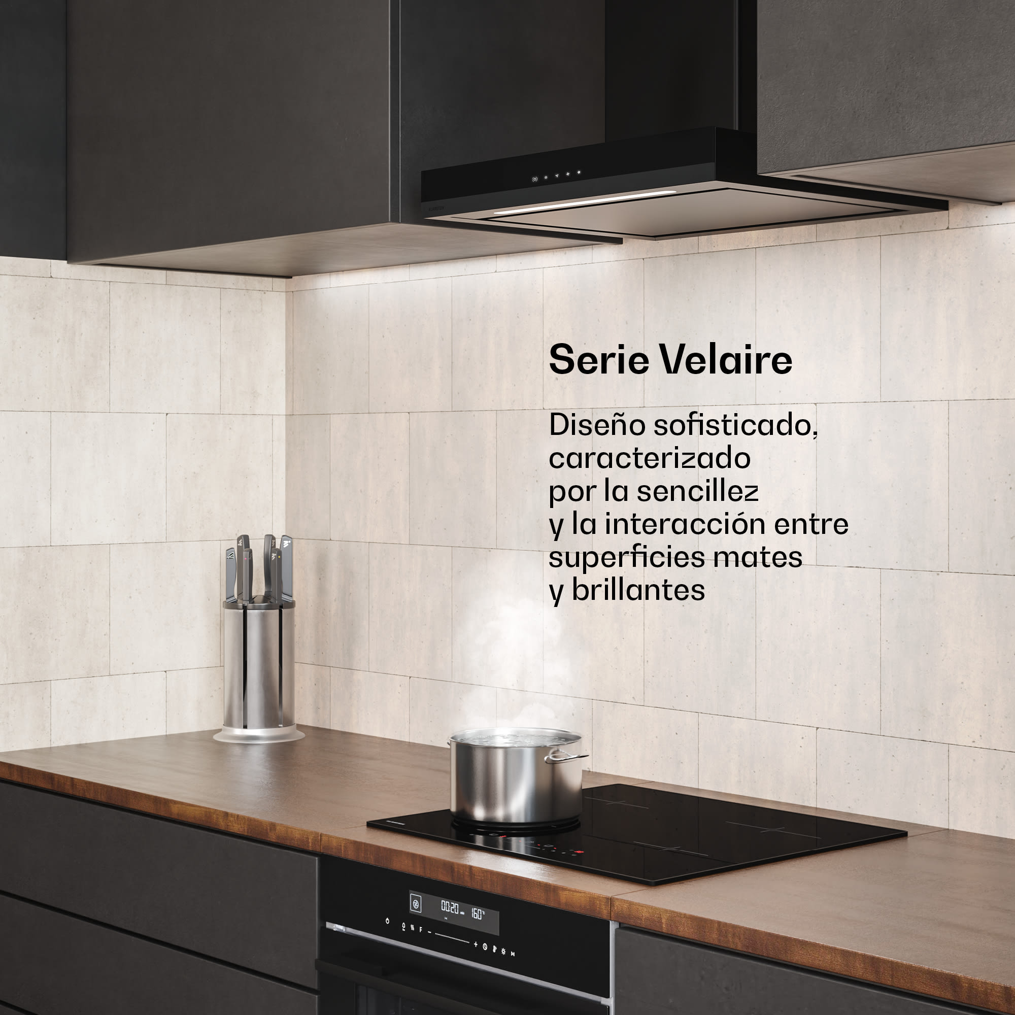 Klarstein Velaire campana extractora | Elegante, minimalista, potente | Clase de energía A++ | 600 m³/h | 60 cm