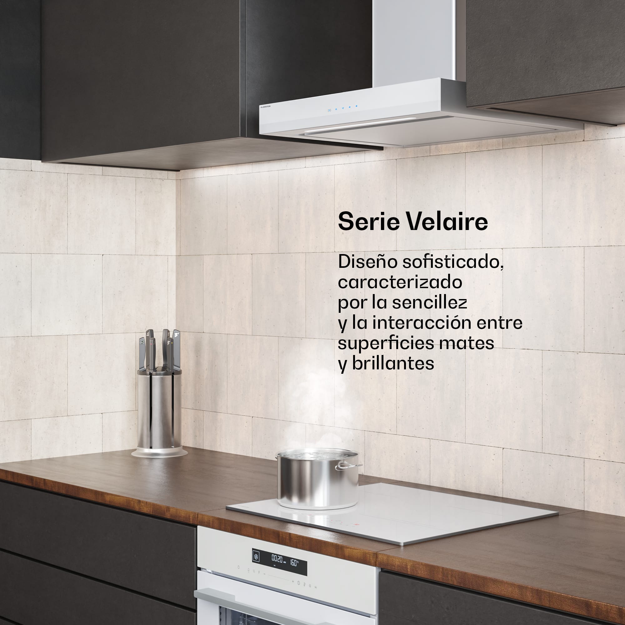 Klarstein Velaire campana extractora | Elegante, minimalista, potente | Clase de energía A++ | 600 m³/h | 60 cm