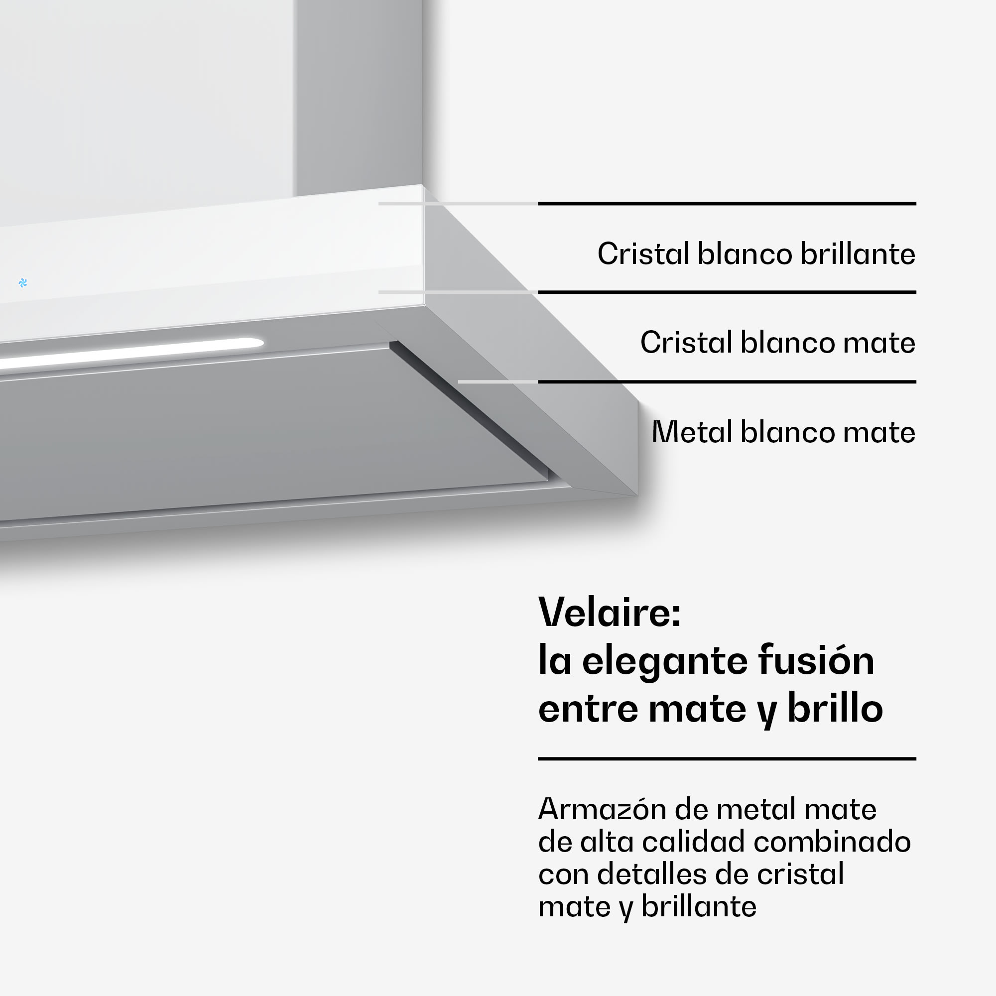 Klarstein Velaire campana extractora | Elegante, minimalista, potente | Clase de energía A++ | 600 m³/h | 60 cm
