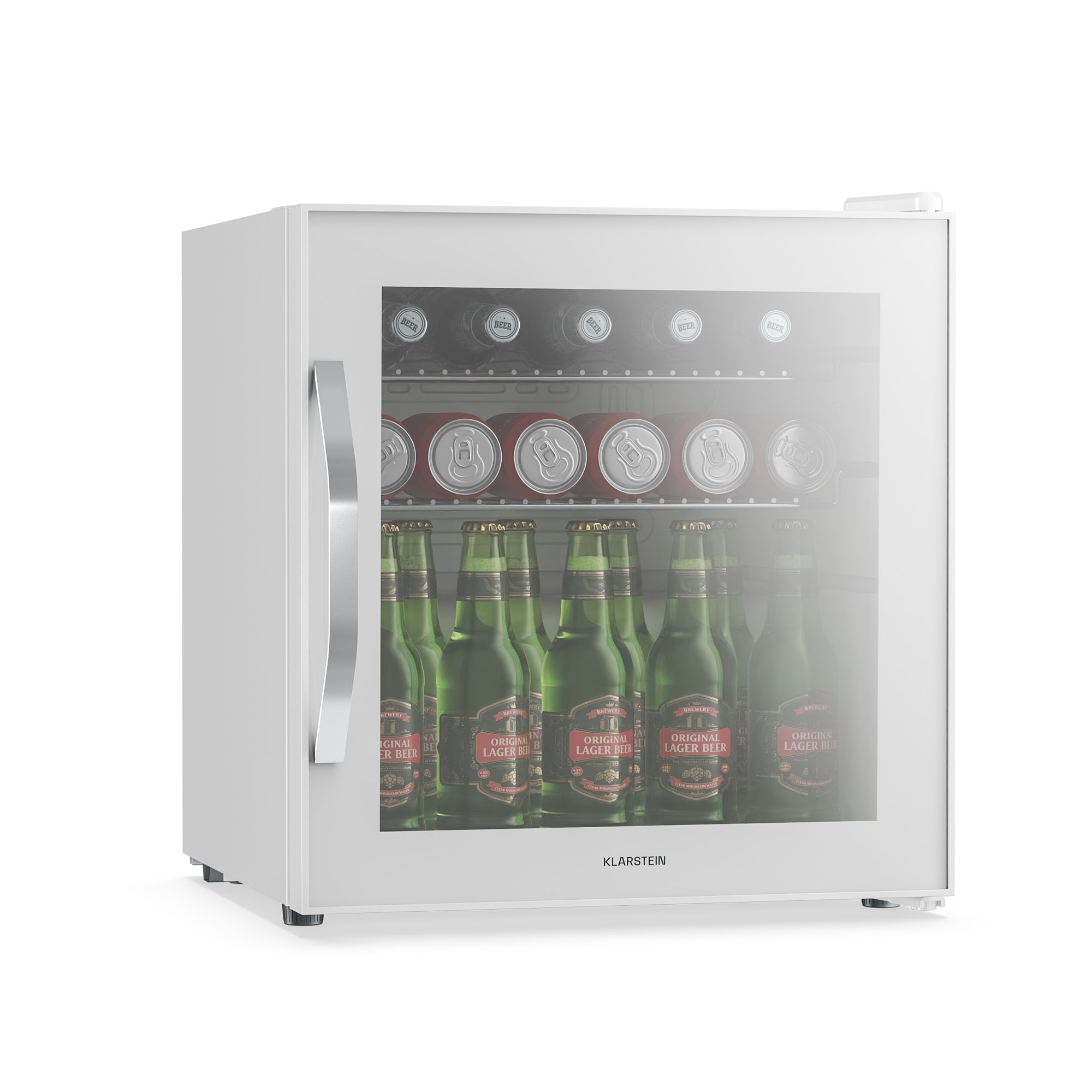 Levně Chladnička na nápoje Beersafe se zrcadlovými skleněnými dveřmi | 44 x 48 cm | 85 W | 47 litrov | Bílá