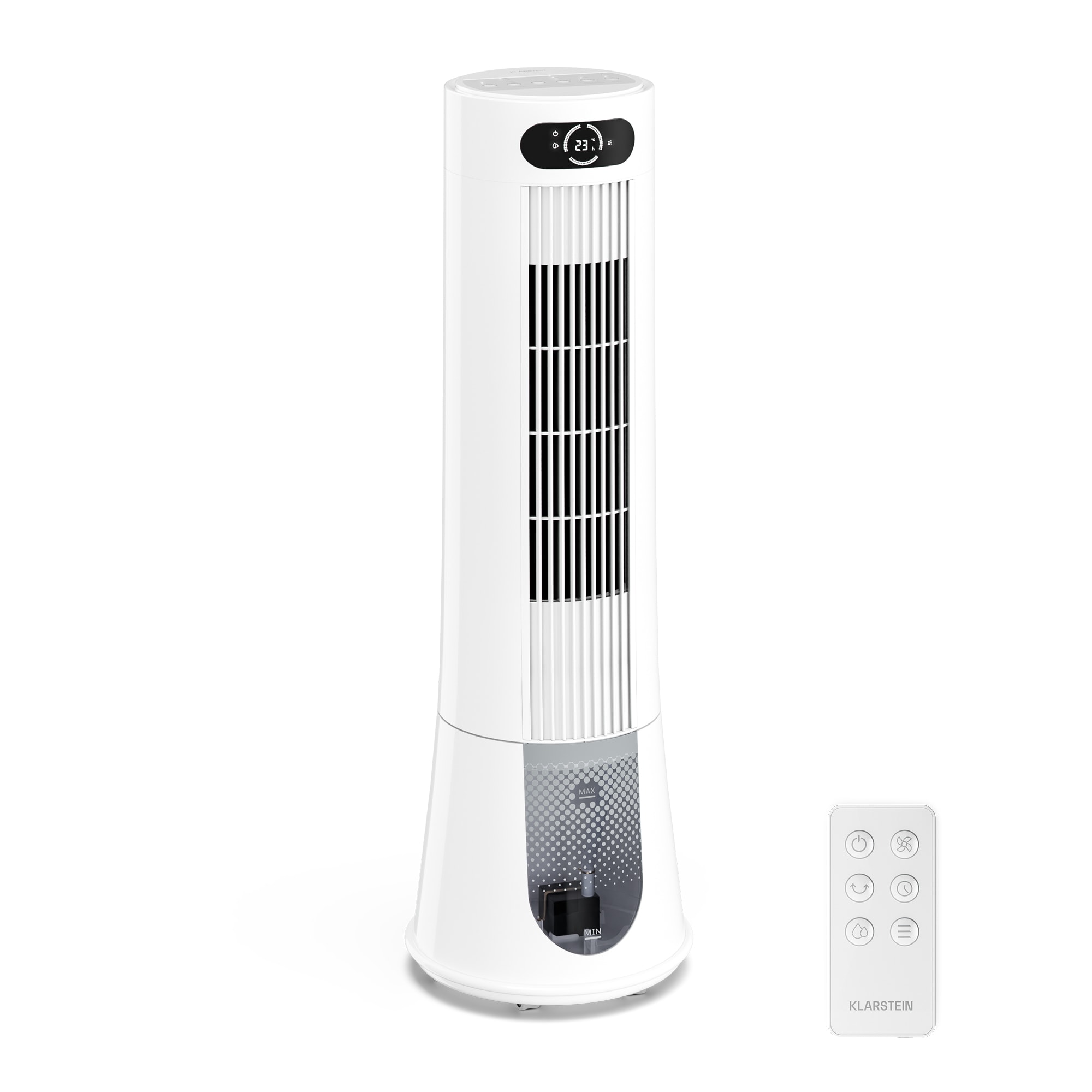 Levně Chladič mrazivého vzduchu s vodním chlazením | 200 m³/h | 7 l | 20 m² | 2 chladicí jednotky | 4 režimy | 45 W