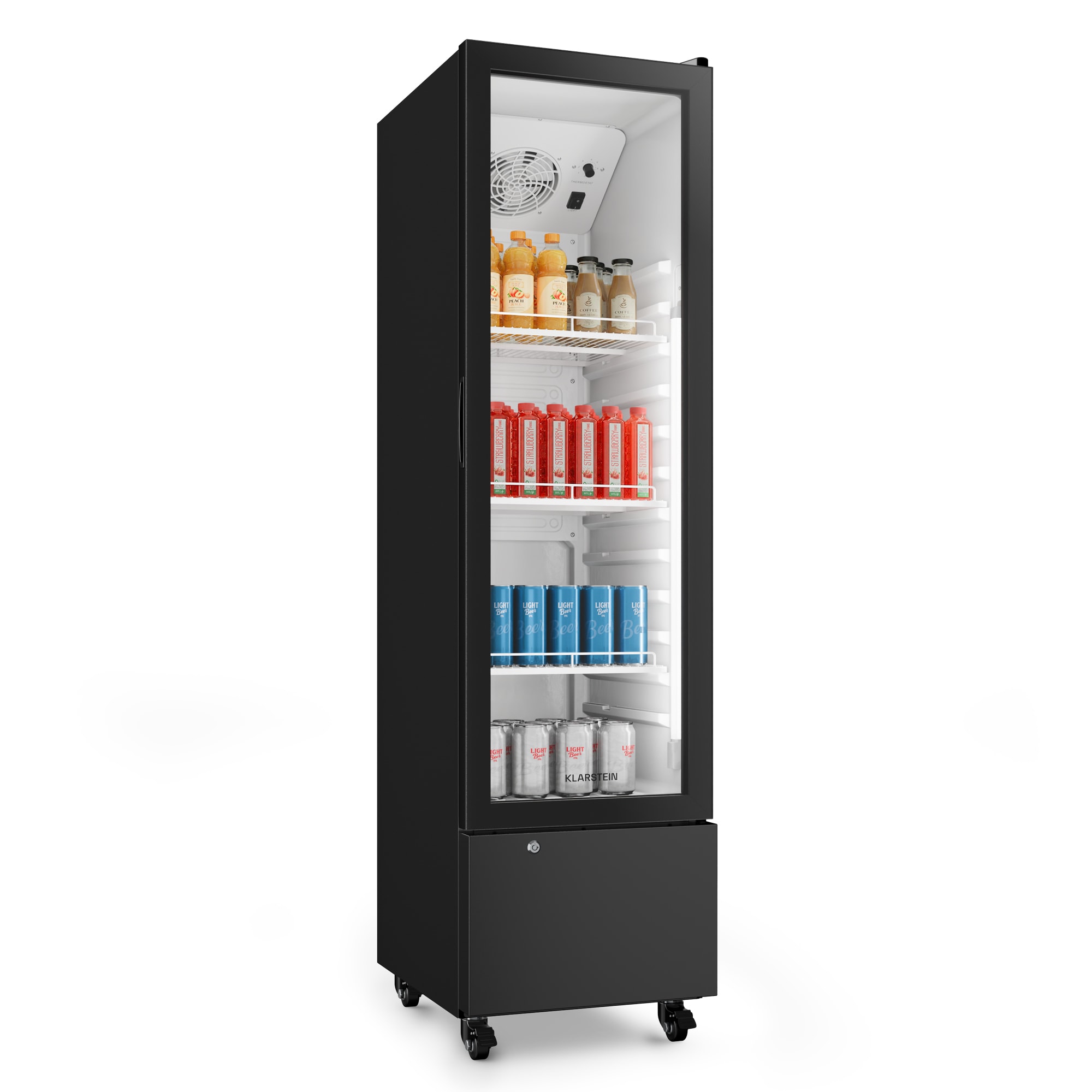 Levně Chladnička na nápoje GrandCooler gastro | 163,5 x 43 cm | Vnitřní osvětlení LED | Černá