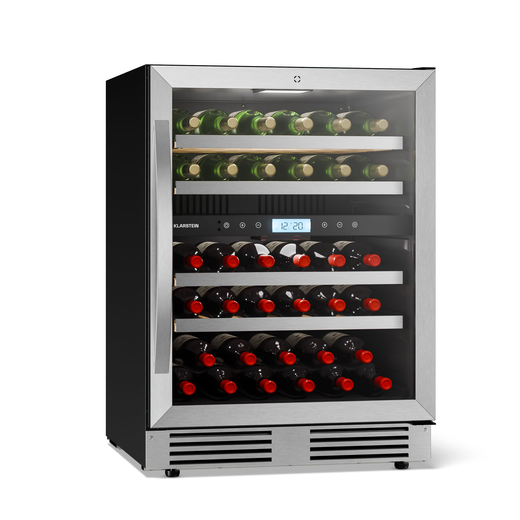 Klarstein VeroSteel podpultová chladnička na víno | 2-zónová | 129 litrov | 43 fliaš | 60 cm