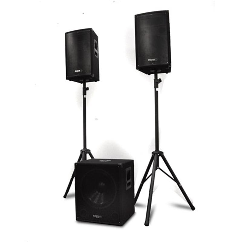 Levně Ibiza CUBE1812, 2.1 aktivní PA set 1x subwoofer, 2x satelit, 2x stativ,1200W