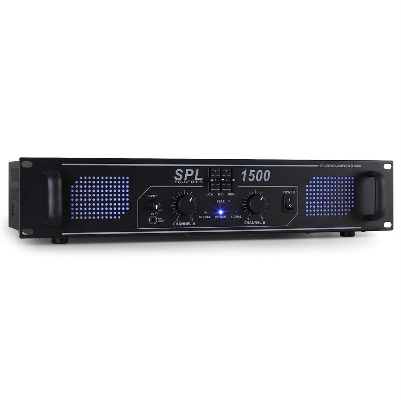 HiFi PA erősítő Skytec SPL-1500-EQ, LED fényeffekt