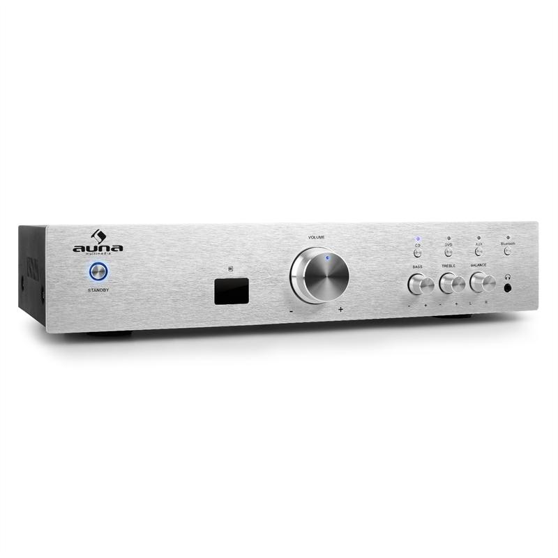 Hi-fi zosilňovač Auna AV2-CD508BT, strieborný, AUX bluetooth