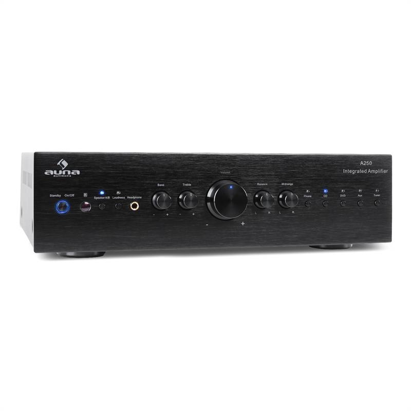 Auna CD708, 600 W, amplificator stereo, AUX phono, negru