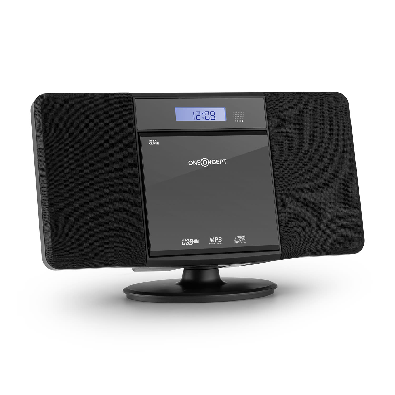Levně V-13 BT, stereo systém s CD MP3, USB, bluetooth, rádiem a budíkem, nástěnná montáž, černý