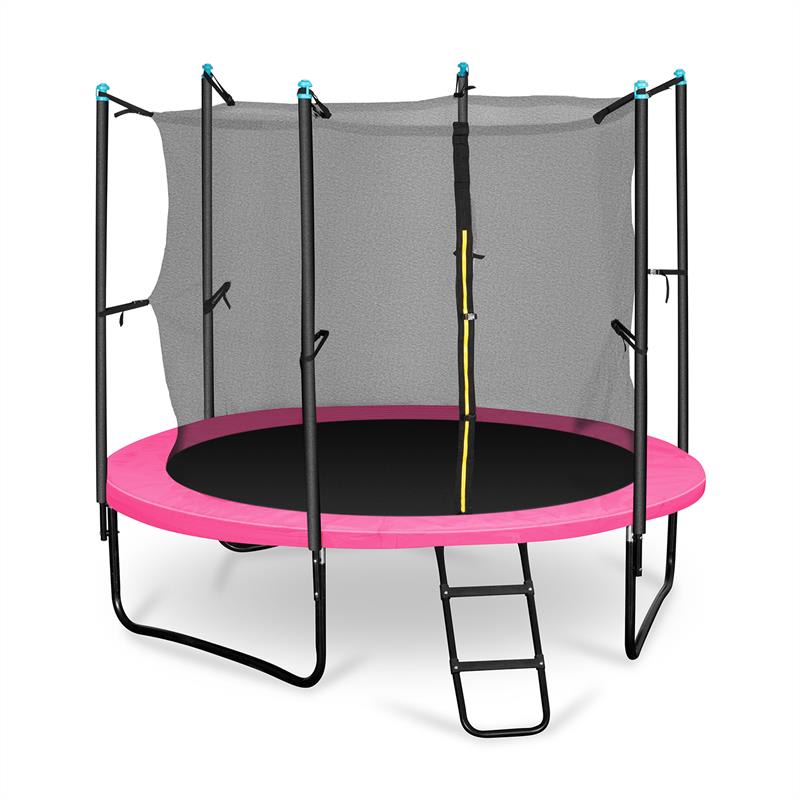 E-shop KLARFIT Rocketgirl 250, 250 cm trampolína, vnútorná bezpečnostná sieť, široký rebrík, ružová