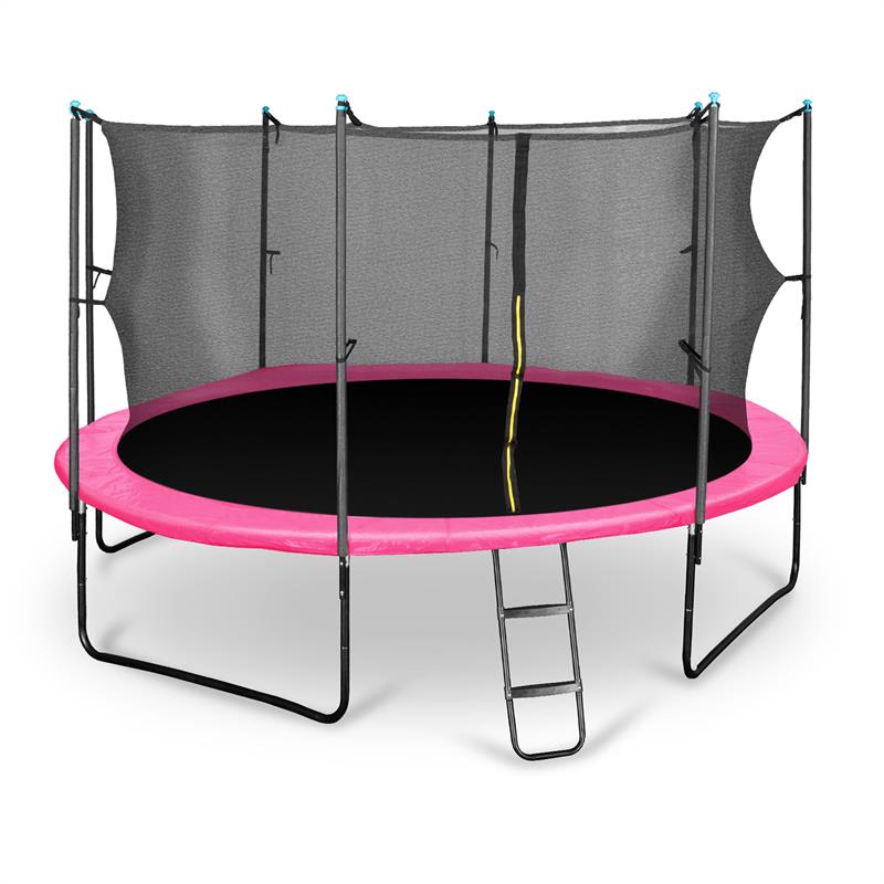 E-shop KLARFIT Rocketgirl 430, 430 cm trampolína, vnútorná bezpečnostná sieť, široký rebrík, ružová