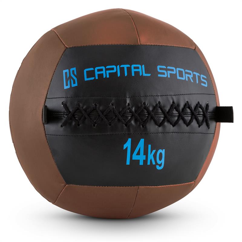 Levně Capital Sports Wallba 14, hnědý Wall Ball (medicinbal) z umělé kůže 14 kg