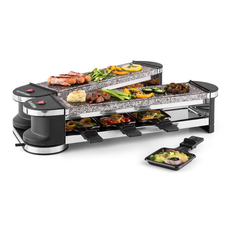 E-shop Klarstein Tenderloin 100, raclette gril, 1200 W, 2 x prírodný kameň, pre 8 osôb