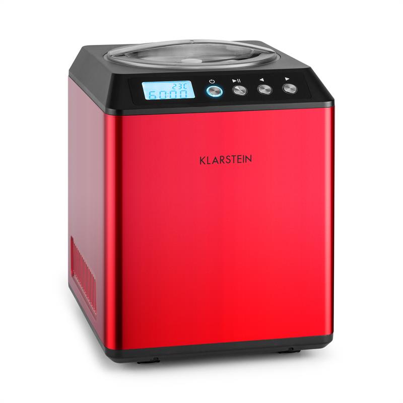 E-shop Klarstein Vanilla Sky, zmrzlinovač, s kompresorom, 180W, 2 l, nehrdzavejúca oceľ, červený