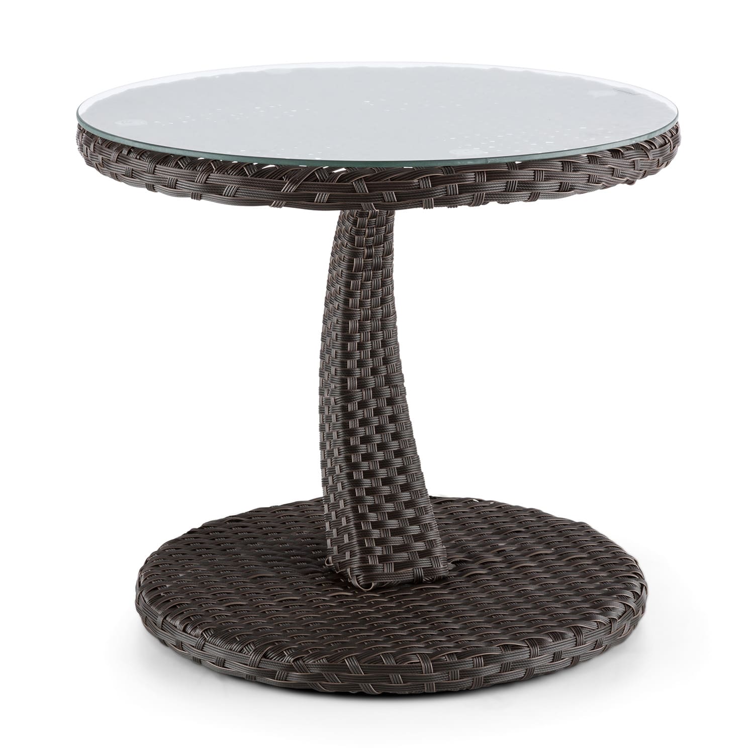 E-shop Blumfeldt Tabula, odkladací stolík, 50 cm, sklo, polyratan, hliník, dvojfarebný hnedý